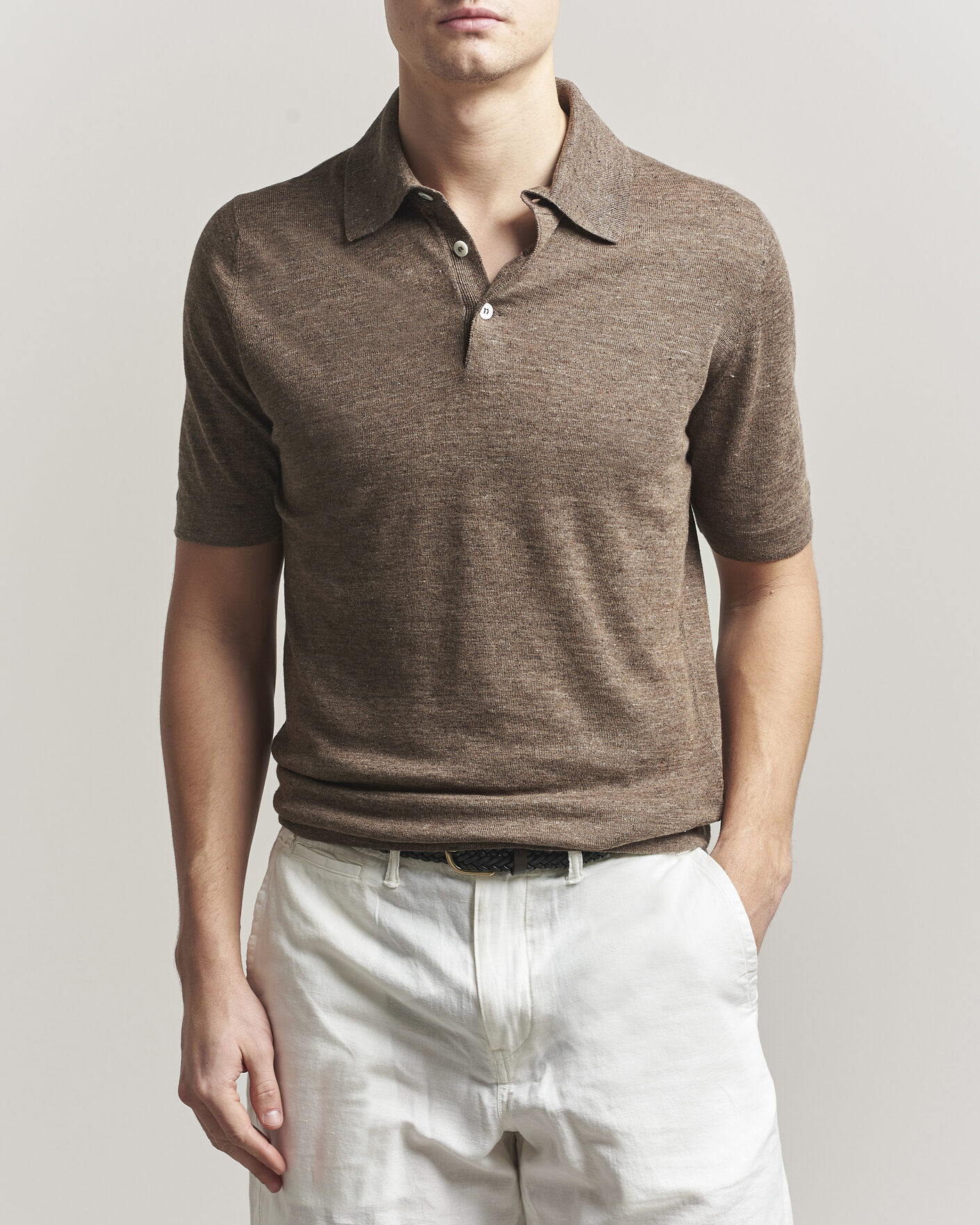 Heren | Polo's | Brunello Cucinelli | Linen Knitted Polo Brown