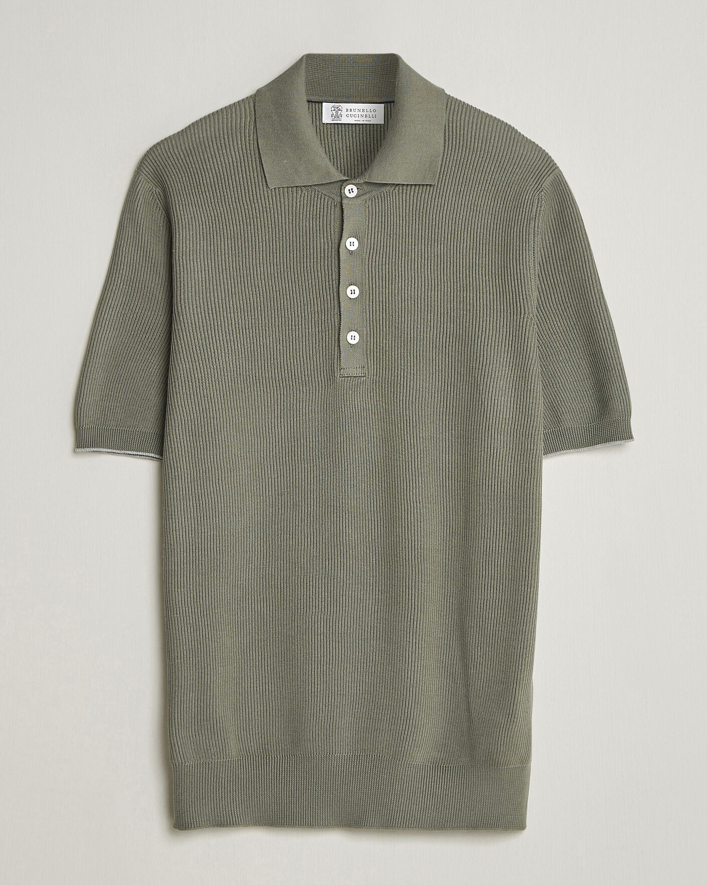 Heren | Polo's | Brunello Cucinelli | Cotton Rib Knitted Polo Olive