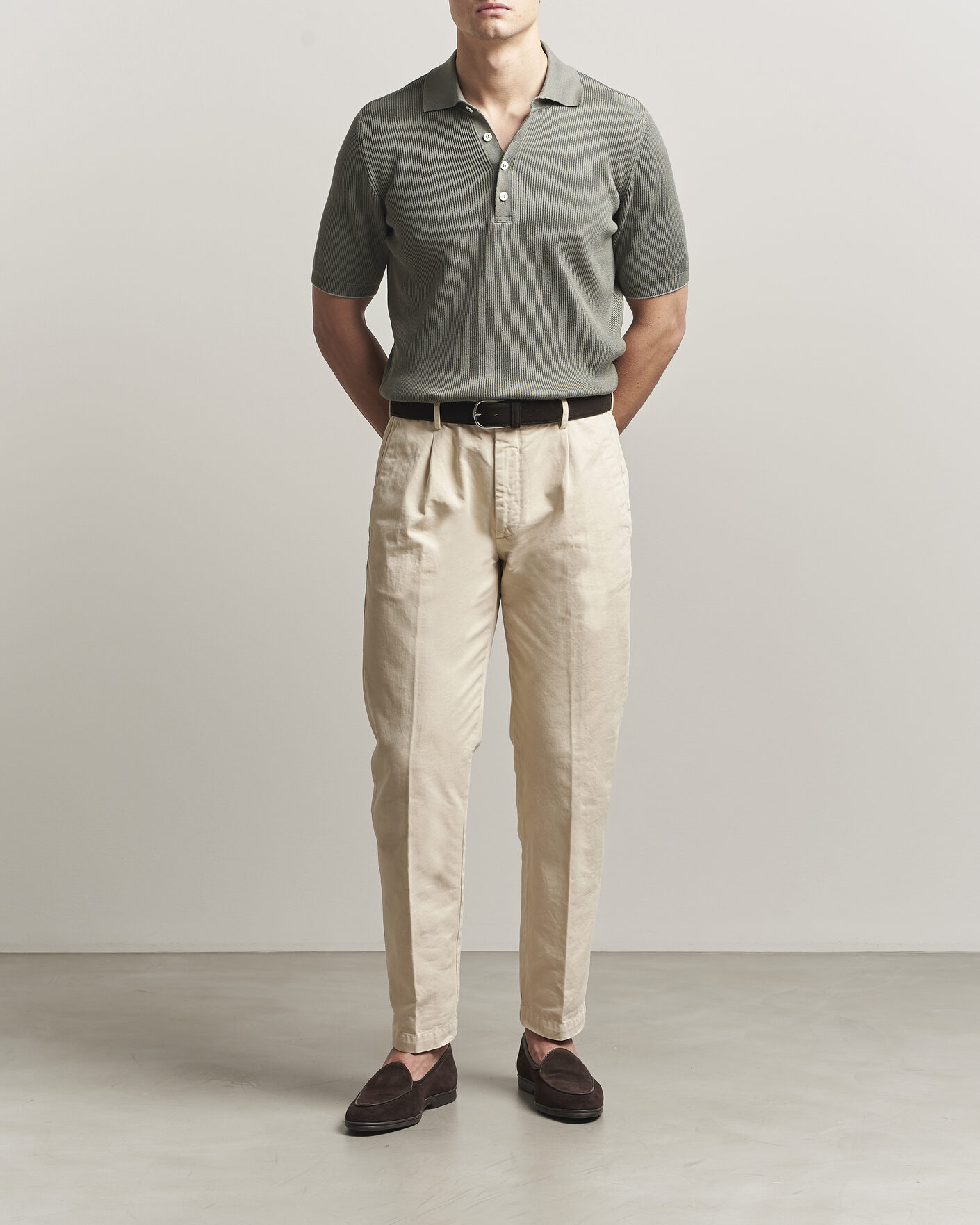 Homme | Polos | Brunello Cucinelli | Cotton Rib Knitted Polo Olive