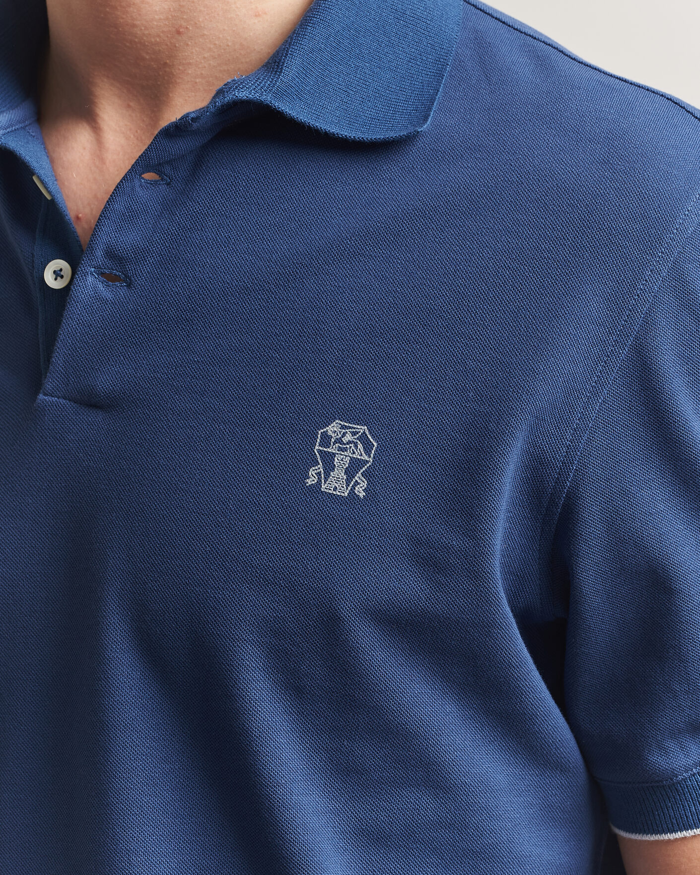 Homme | Polos | Brunello Cucinelli | Short Sleeve Logo Polo Blue