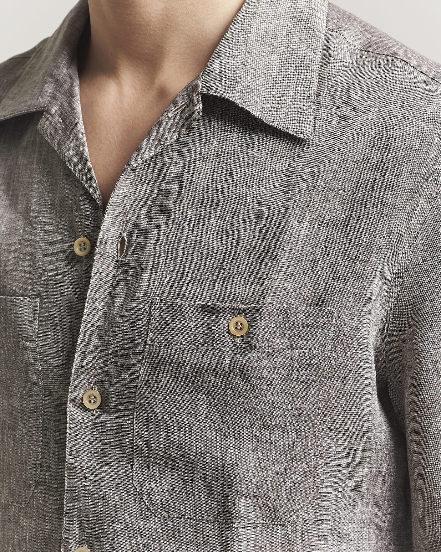Heren | Overhemden | Brunello Cucinelli | Linen Double Pocket Camp Shirt Brown
