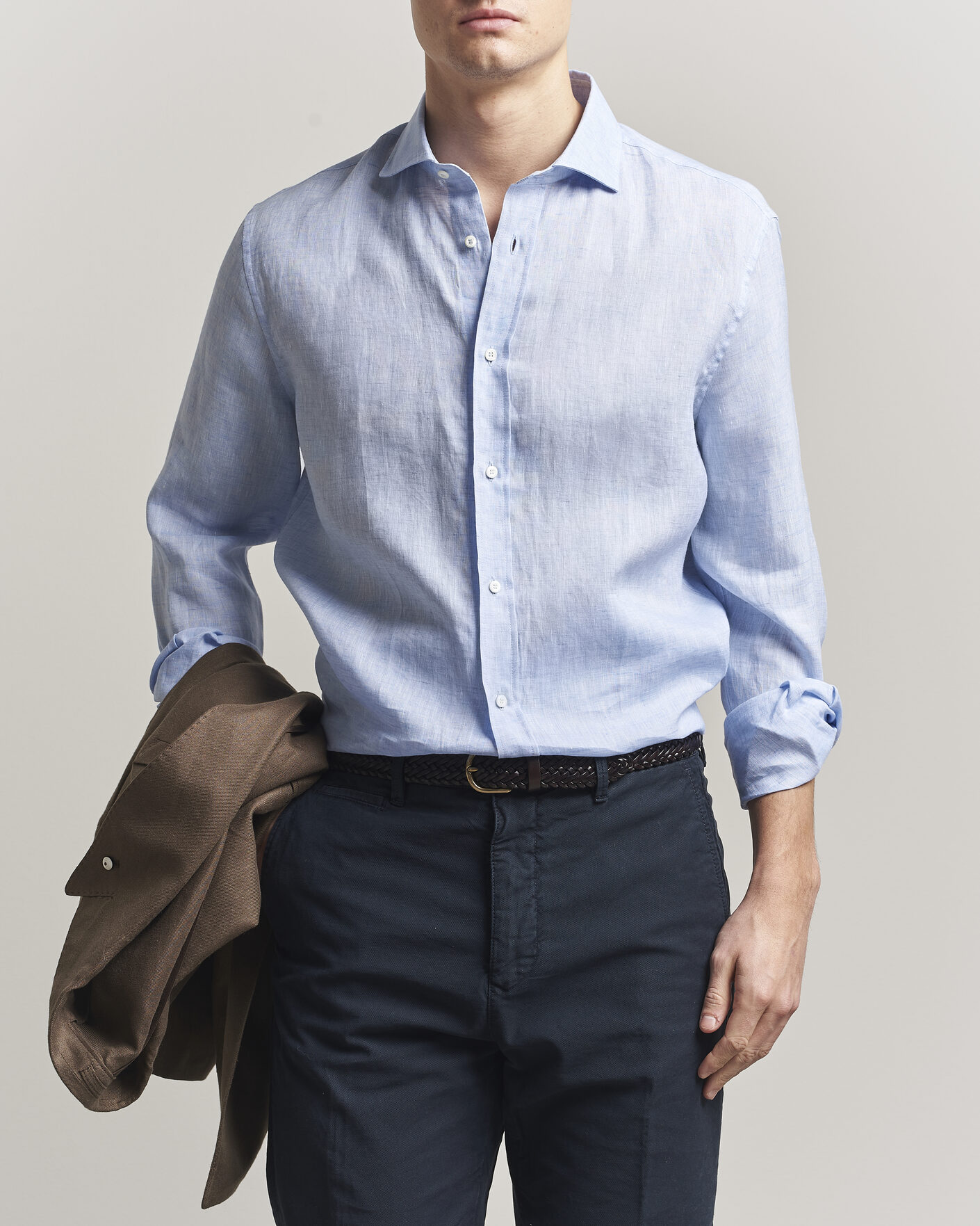 Heren | Overhemden | Brunello Cucinelli | Easy Fit Linen Shirt Light Blue