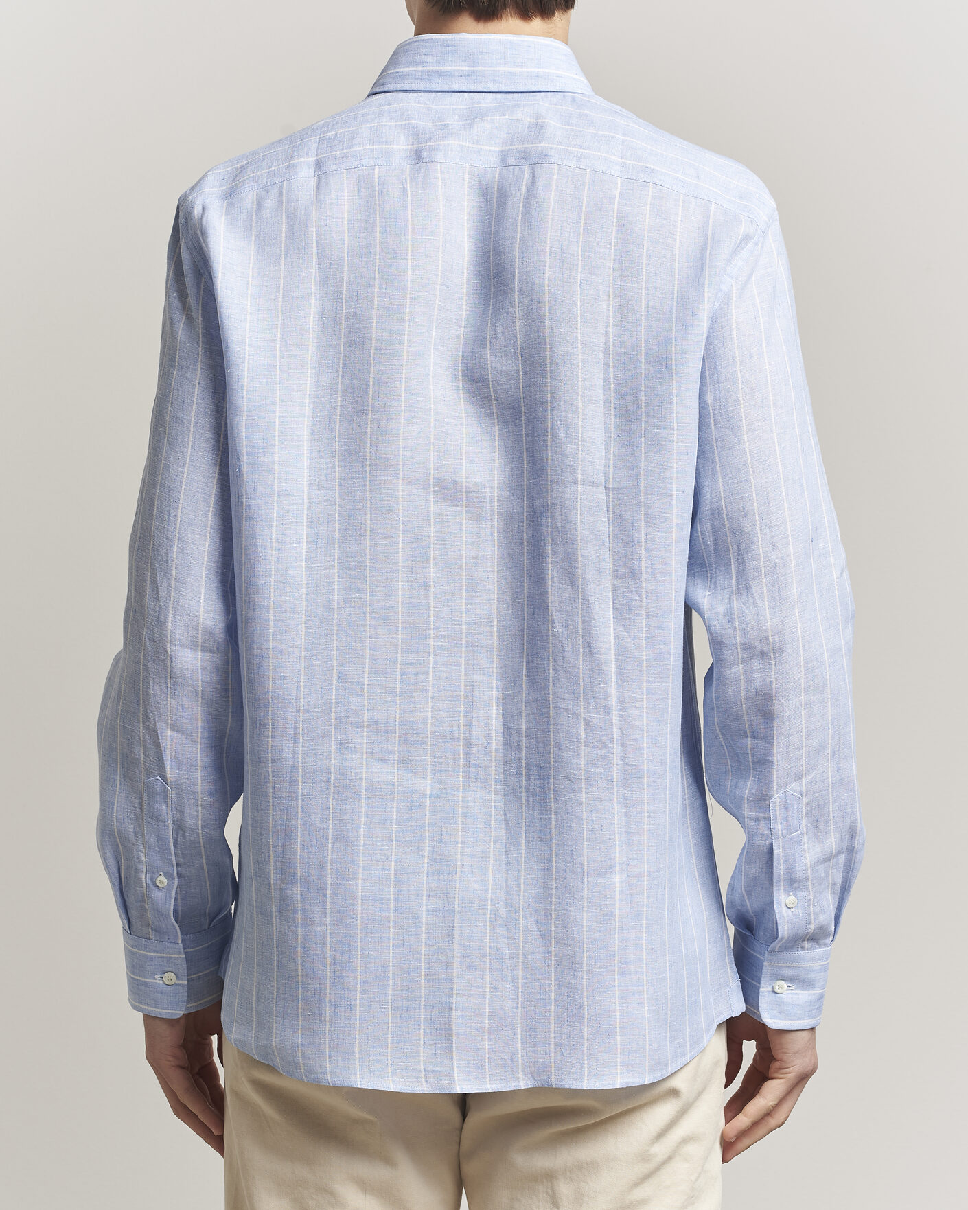 Heren | Overhemden | Brunello Cucinelli | Easy Fit Linen Shirt Light Blue Stripe