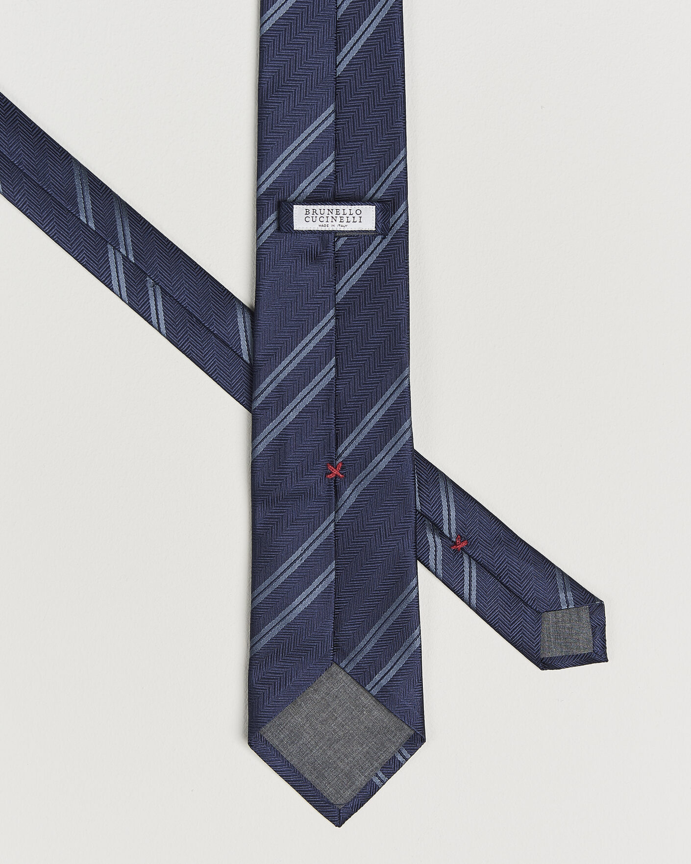 Homme | Cravates | Brunello Cucinelli | Regimental Stripe Silk Tie Navy