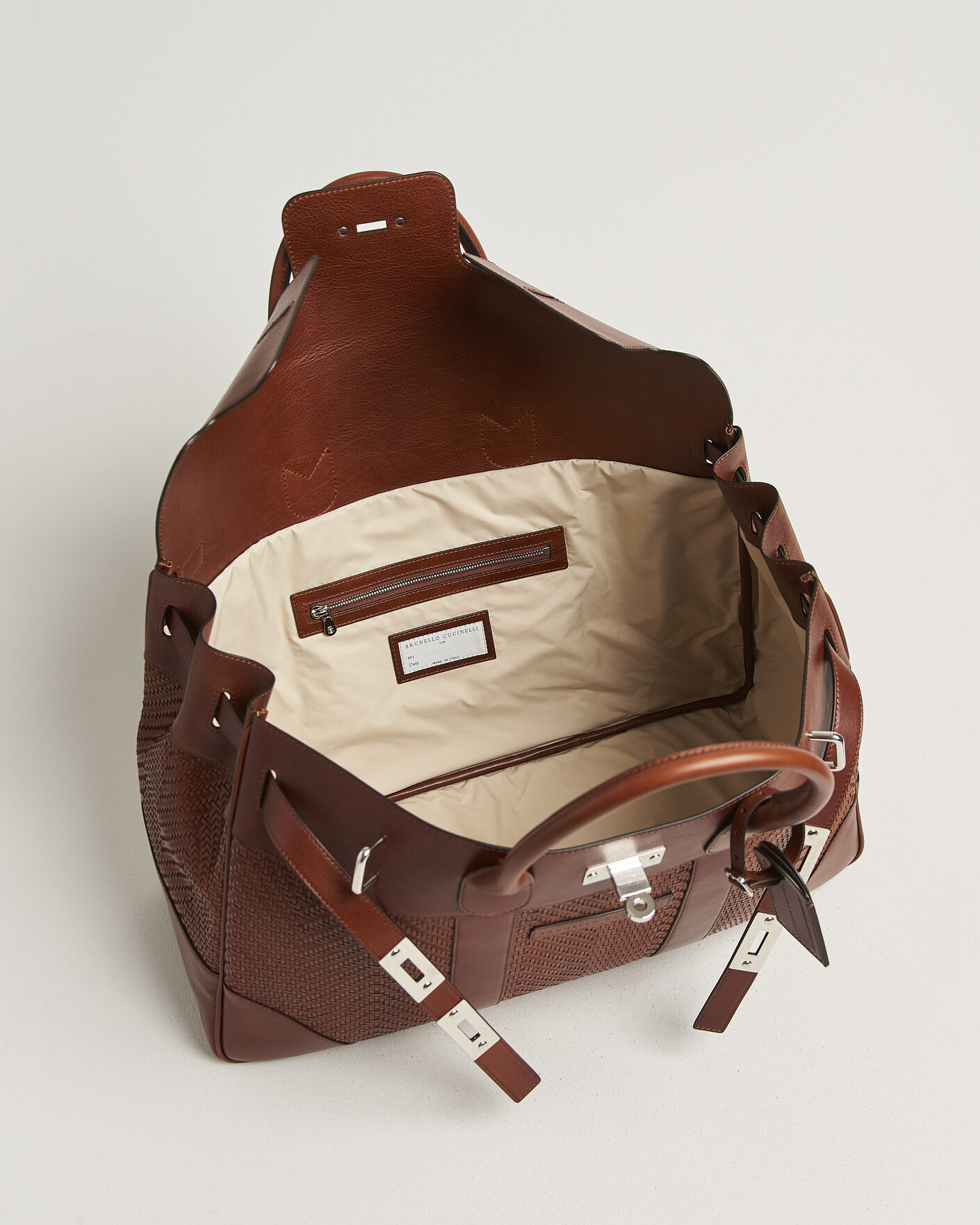 Heren | Tassen | Brunello Cucinelli | Woven Leather Duffle Bag Burnished Calf
