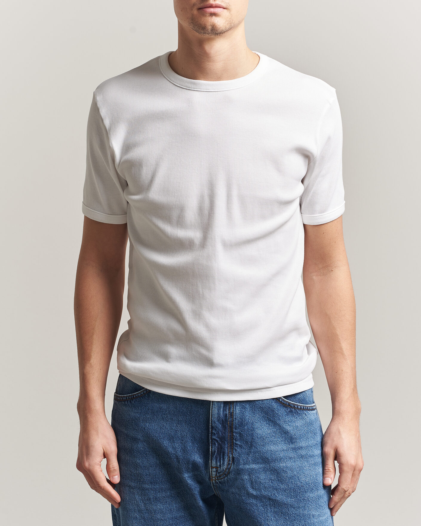 Heren | T-shirts | Bread & Boxers | Ribbed Crew Neck T-Shirt White