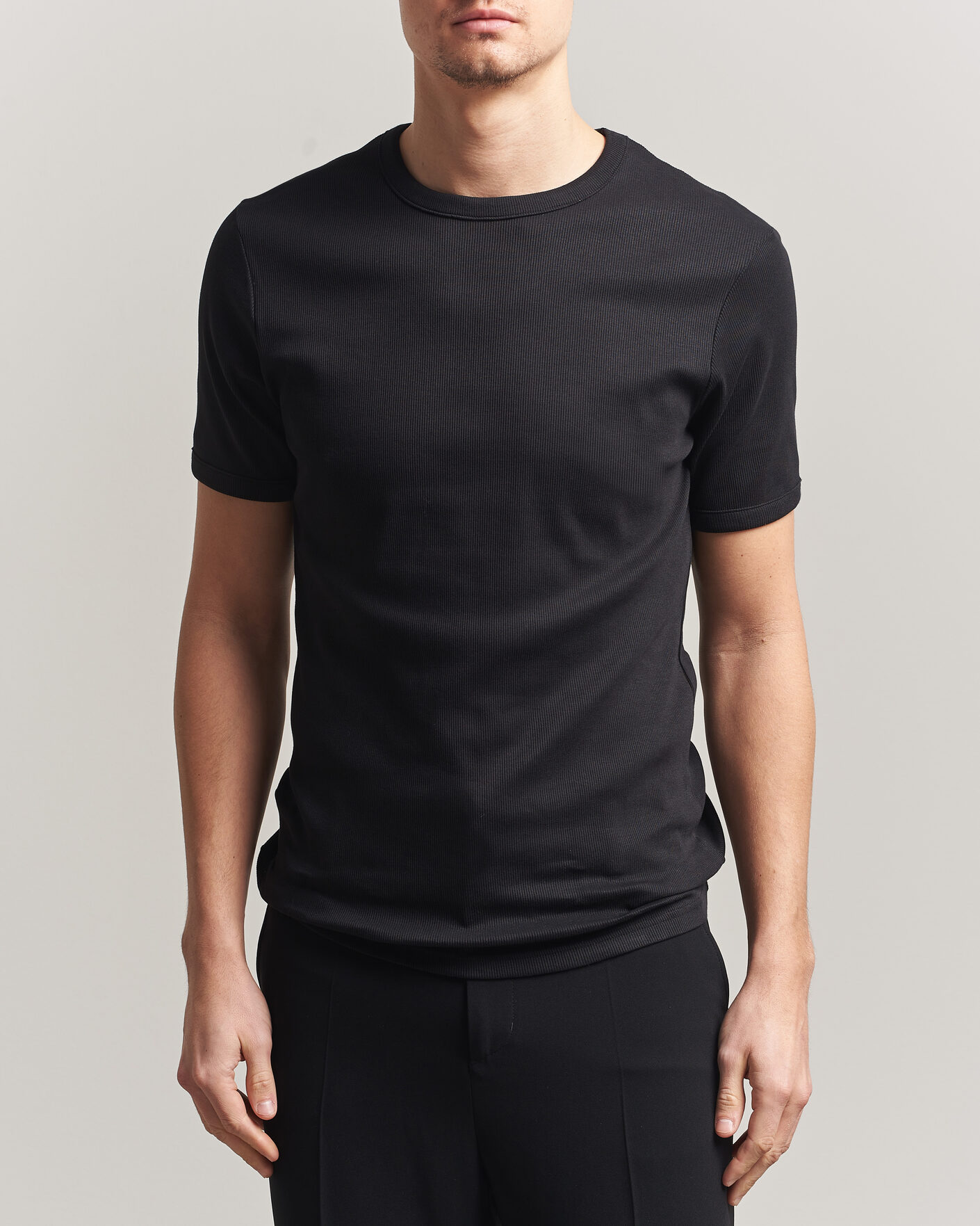 Homme | T-shirts | Bread & Boxers | Ribbed Crew Neck T-Shirt Black