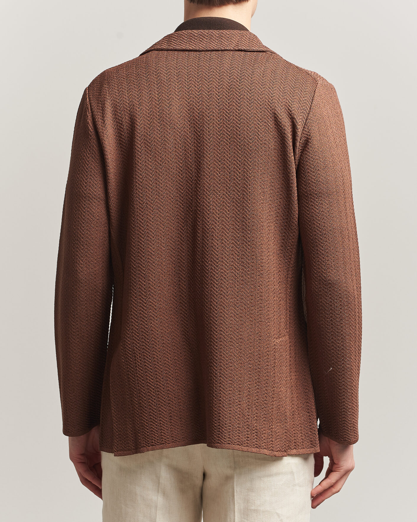 Homme | Blazers | Lardini | Structured Cotton/Viscose Knit Jacket Brown