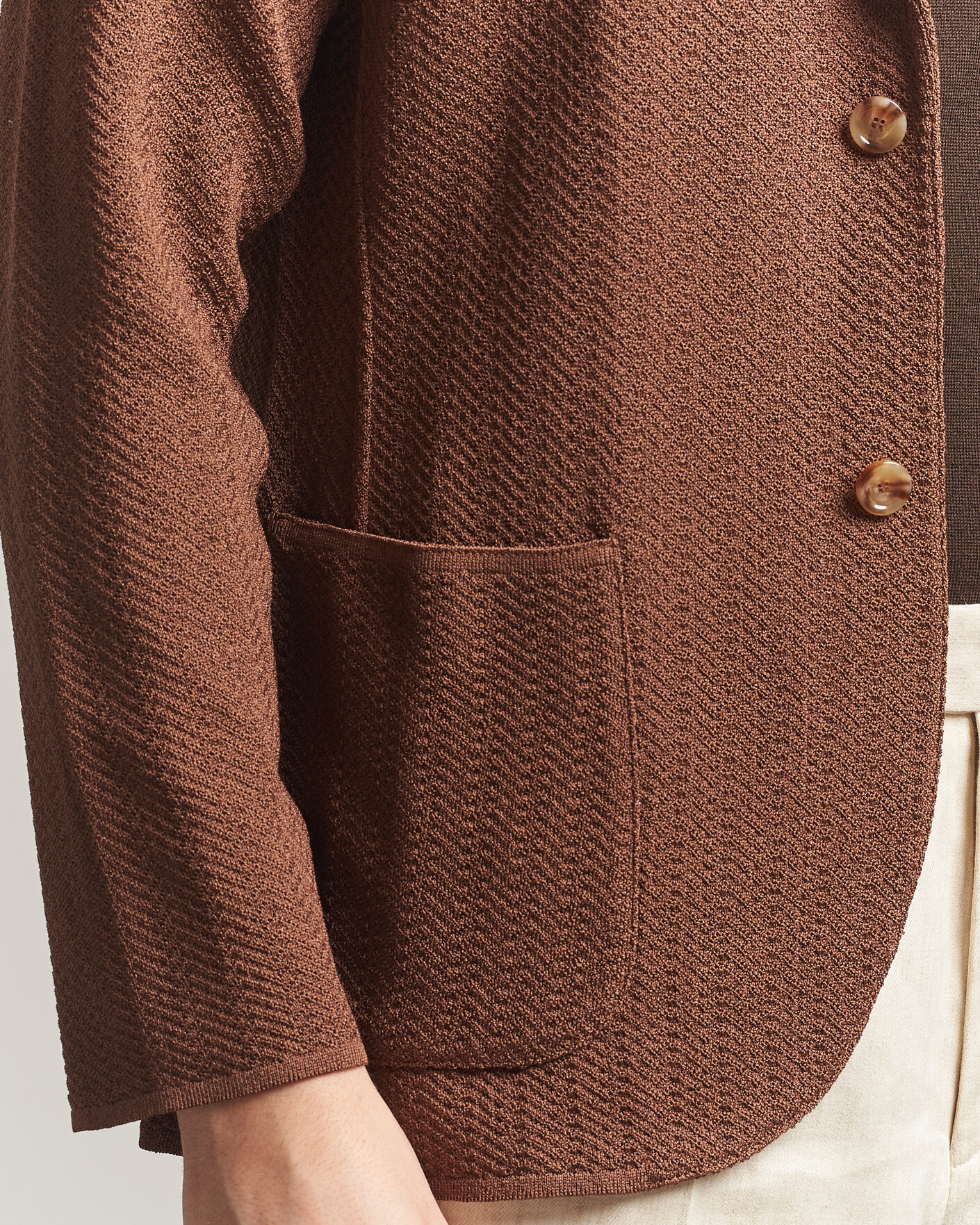 Homme | Blazers | Lardini | Structured Cotton/Viscose Knit Jacket Brown