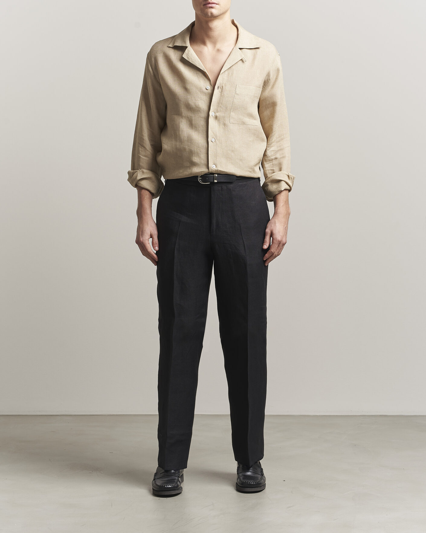 Heren | Overhemden | Lardini | Paul Linen Resort Shirt Beige