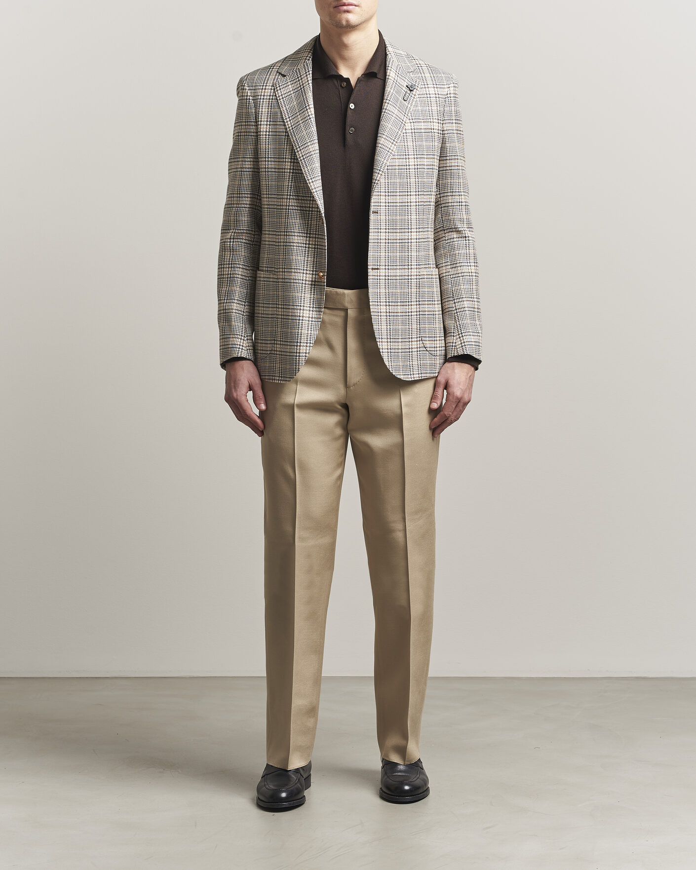 Heren | Broeken | Lardini | Palu Straight Fit Viscose/Silk Trousers Beige