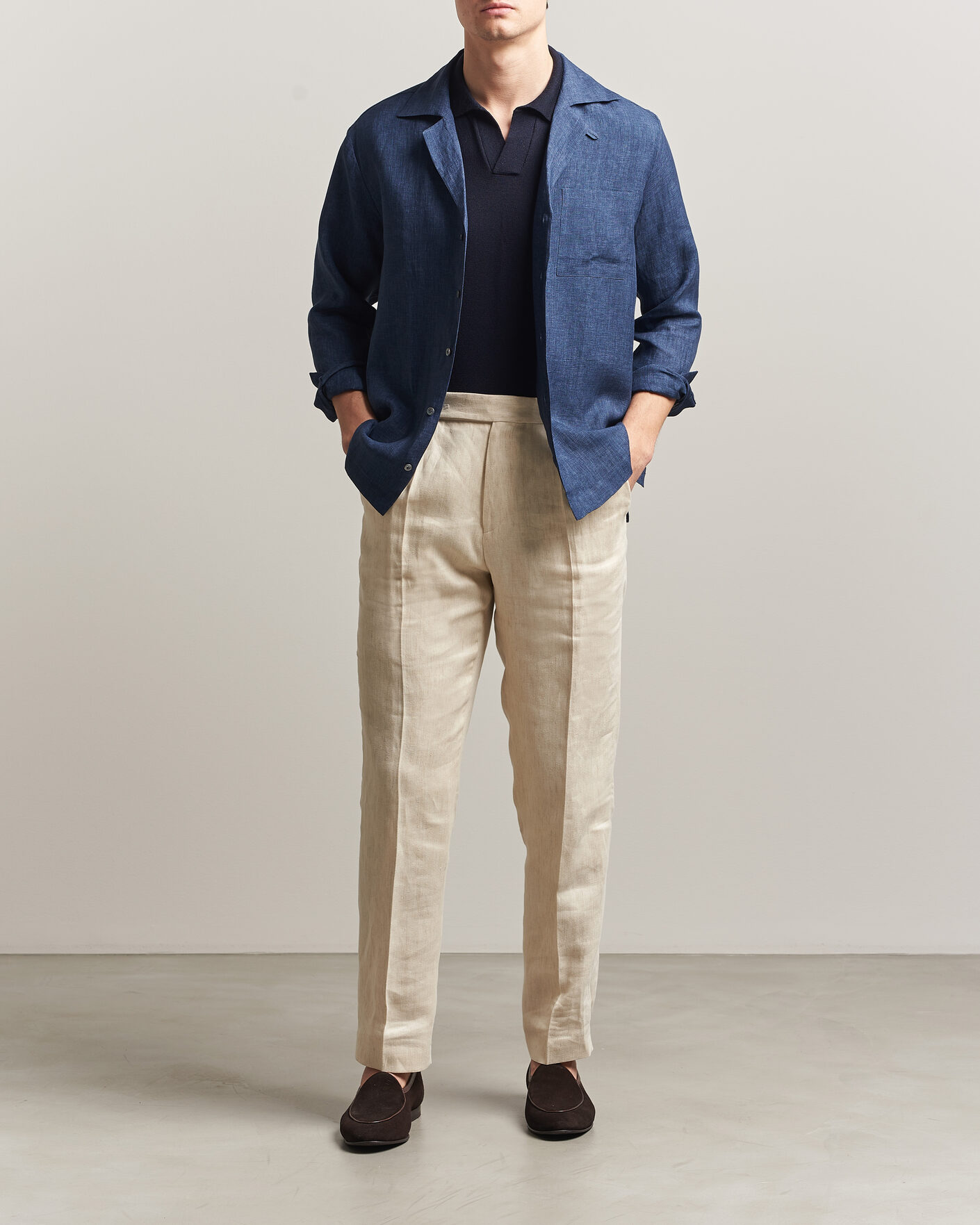 Homme | Chemises | Lardini | Paul Linen Resort Shirt Dark Blue