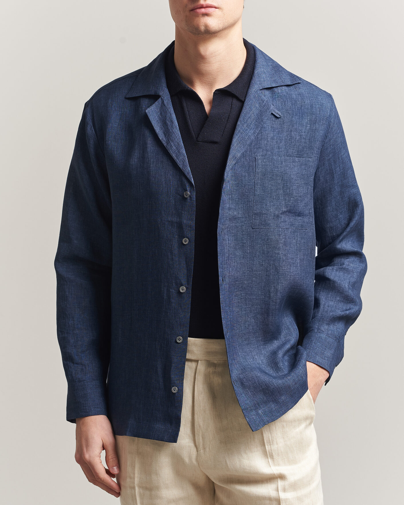 Homme | Chemises | Lardini | Paul Linen Resort Shirt Dark Blue