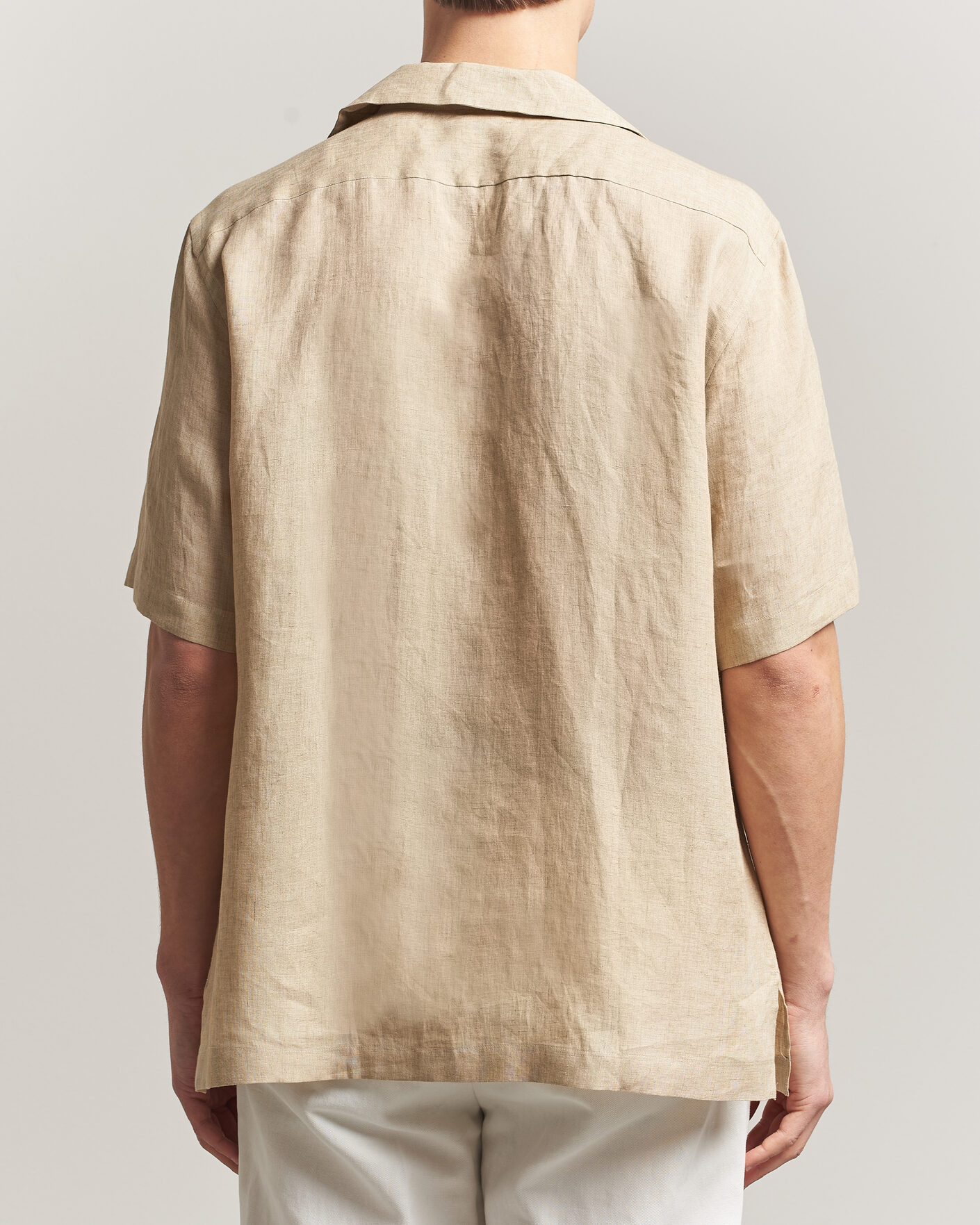 Homme | Chemises | Lardini | Klop Short Sleeve Linen Resort Shirt Beige