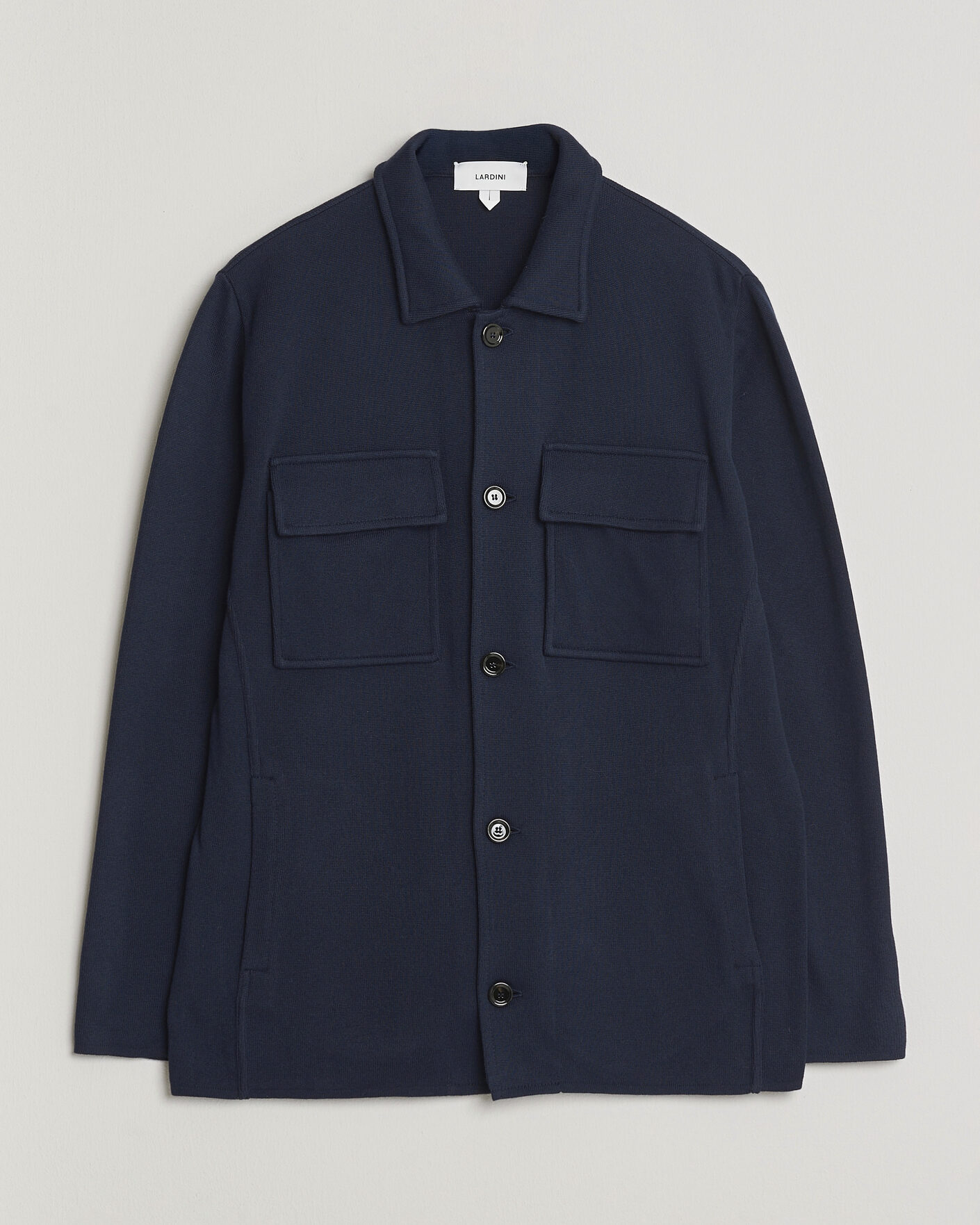 Homme | Blazers | Lardini | Knitted Cotton Pocket Shirt Jacket Navy