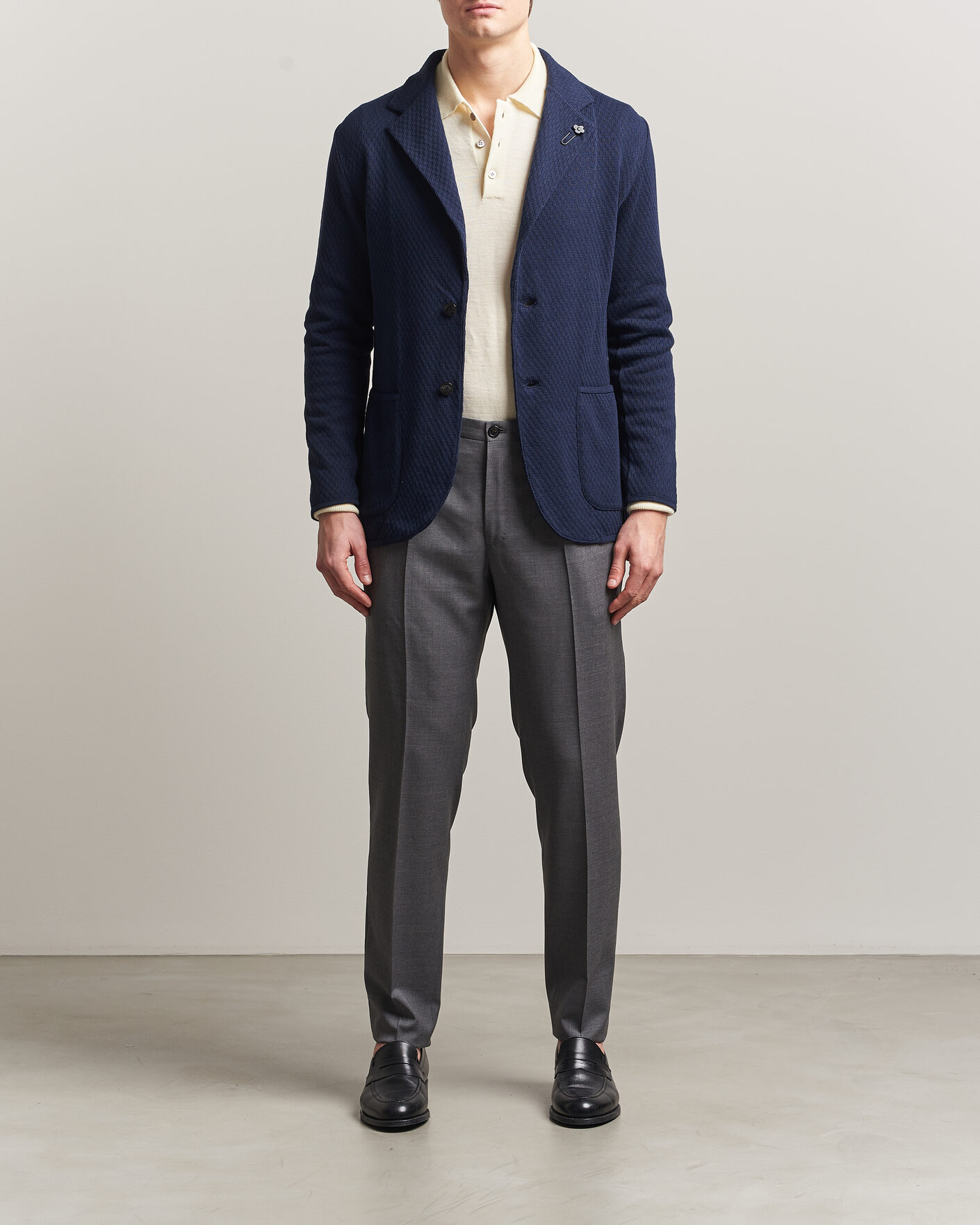 Homme | Blazers | Lardini | Knitted Structure Cotton Blazer Navy