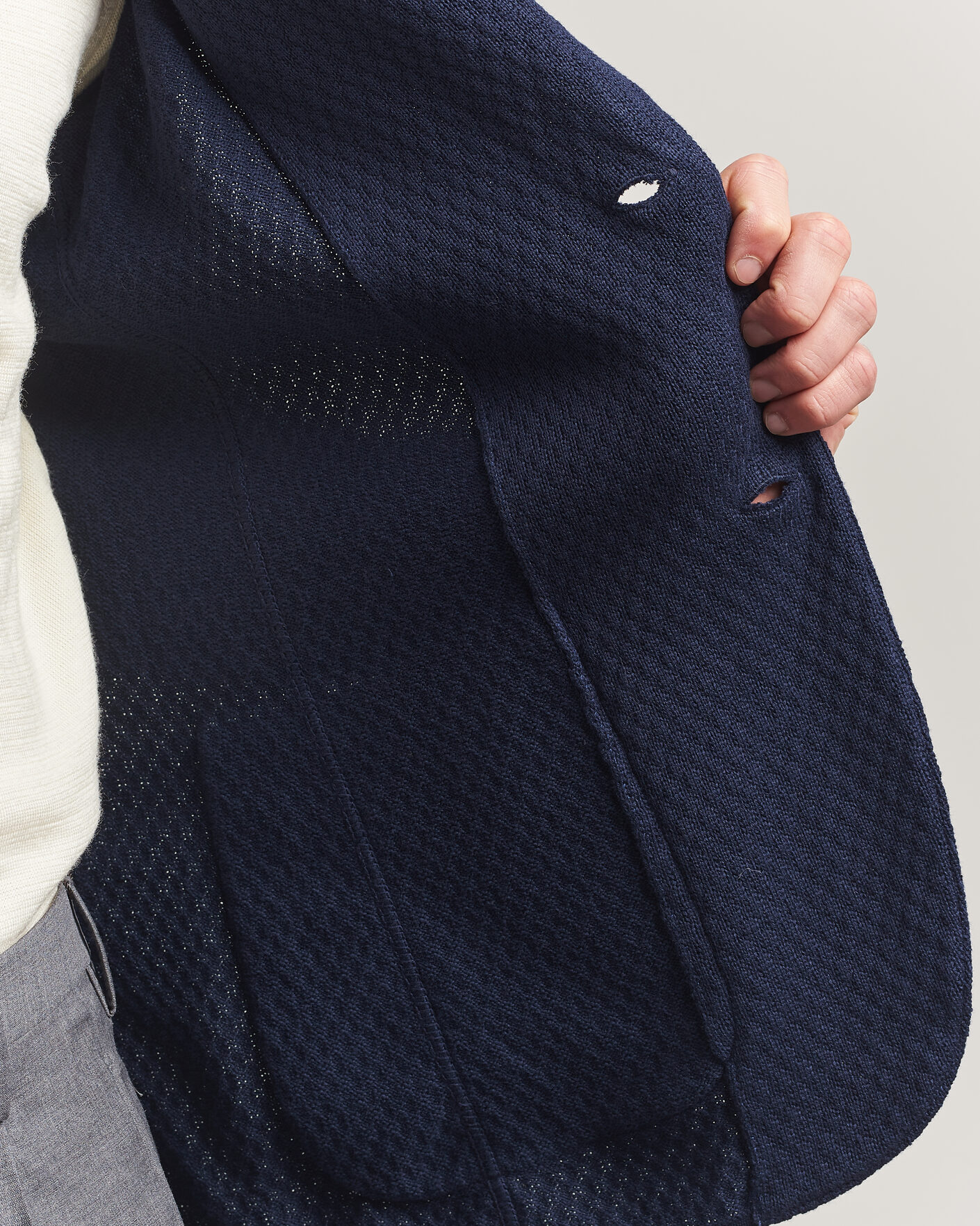 Homme | Blazers | Lardini | Knitted Structure Cotton Blazer Navy