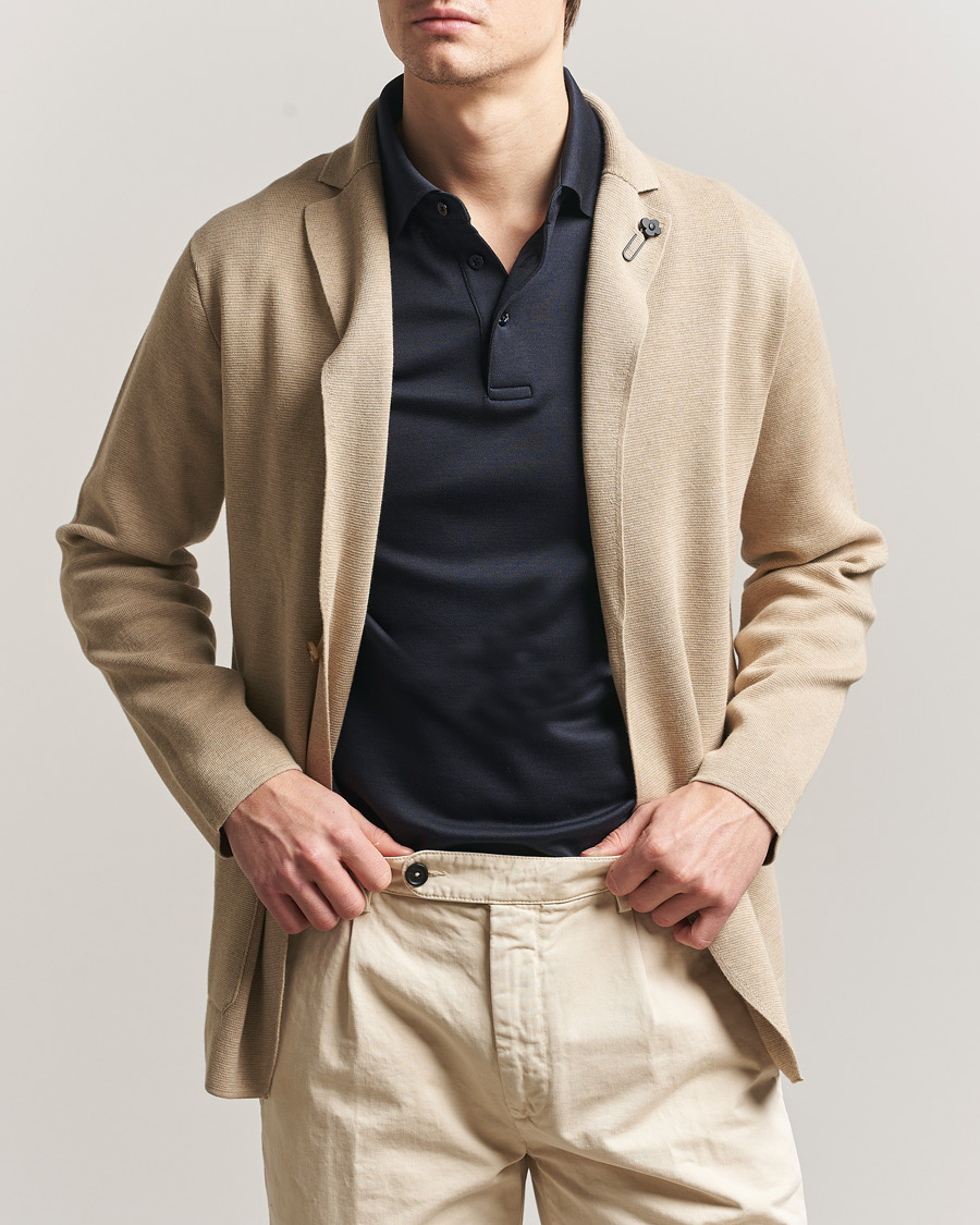 Heren | Blazers | Lardini | Knitted Cotton Blazer Beige