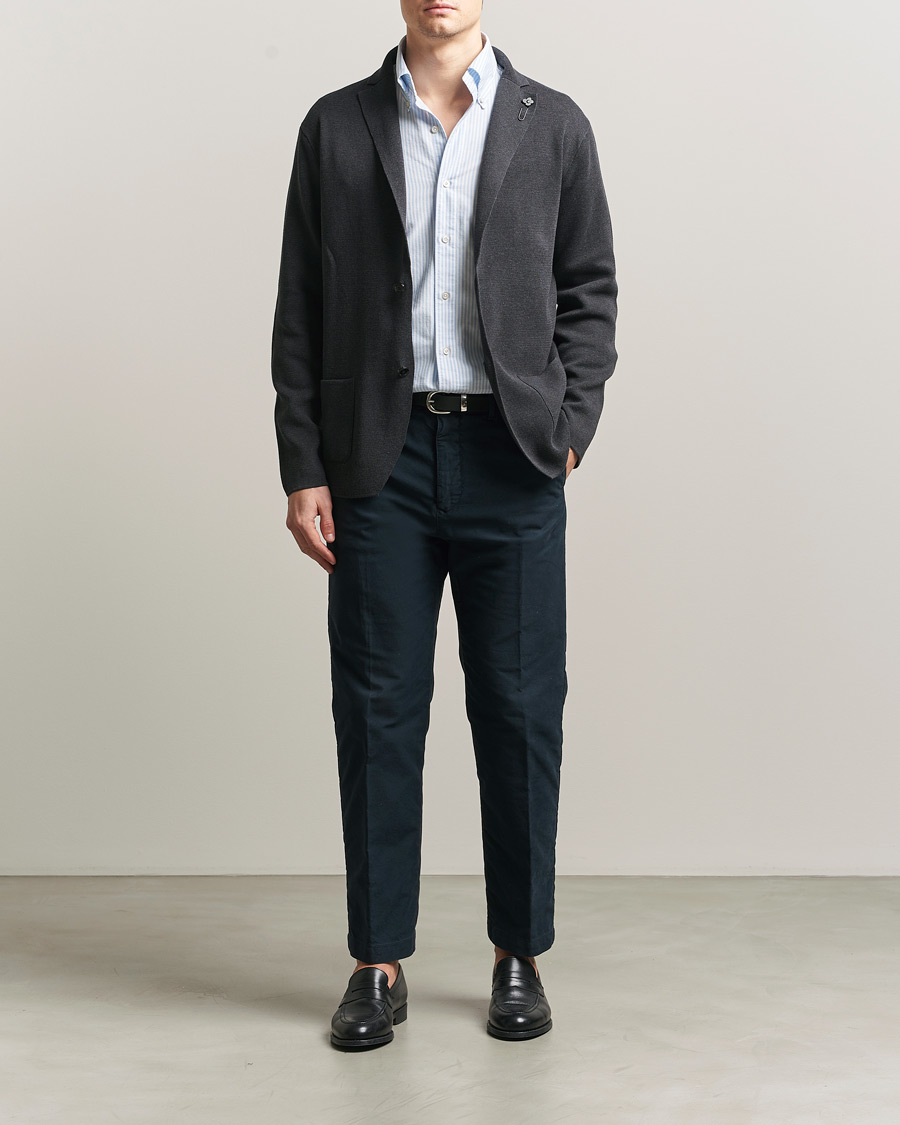 Homme | Blazers | Lardini | Knitted Cotton Blazer Grey