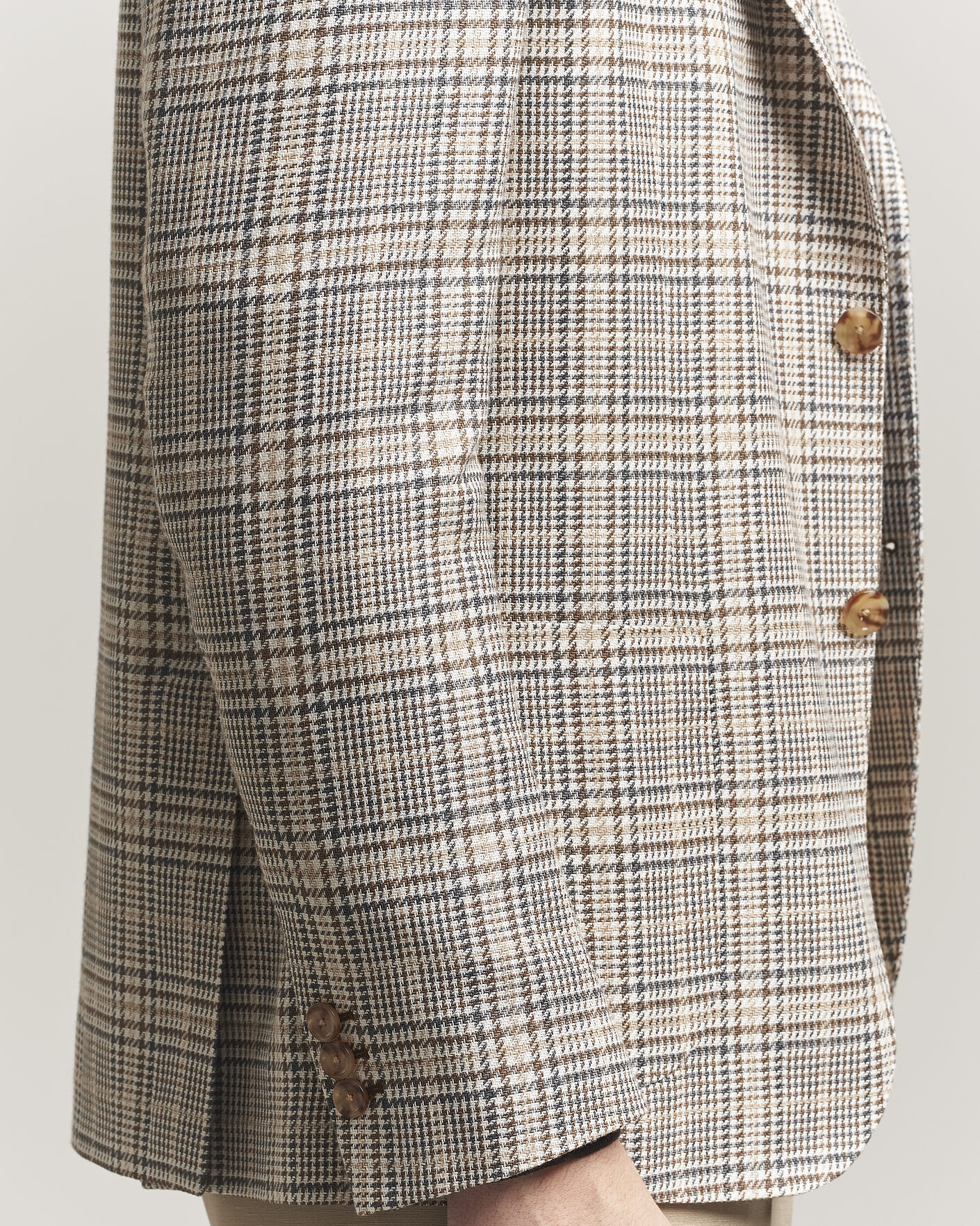 Homme | Blazers | Lardini | Multi Check Cotton/Linen Blazer Beige
