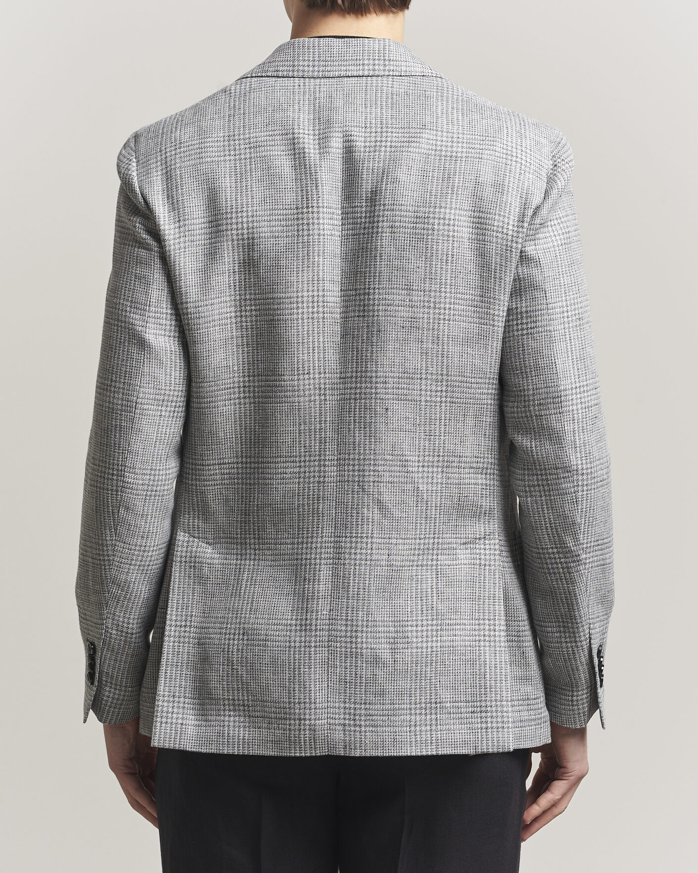 Homme | Blazers | Lardini | Checked Linen/Wool Blazer Grey