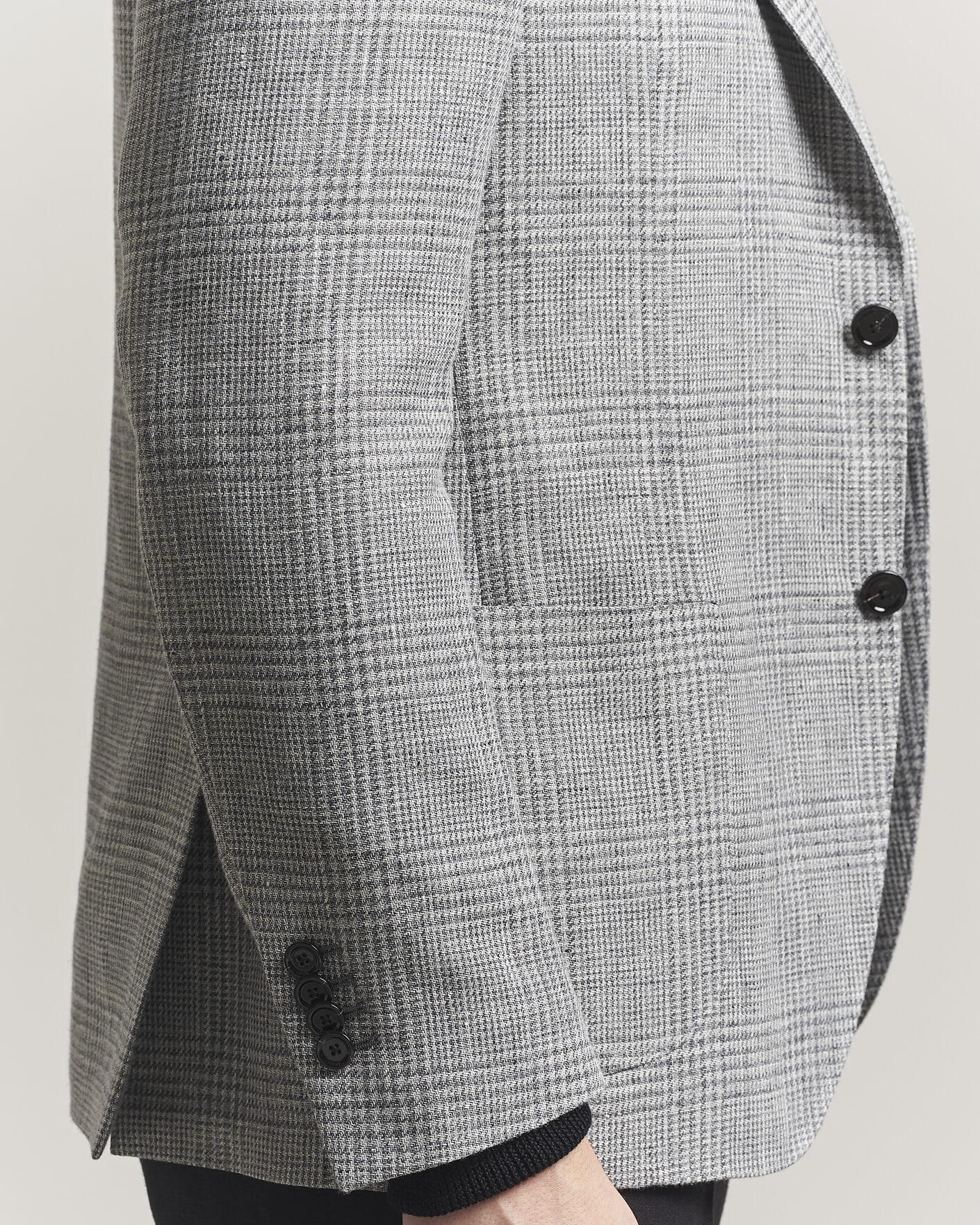 Homme | Blazers | Lardini | Checked Linen/Wool Blazer Grey