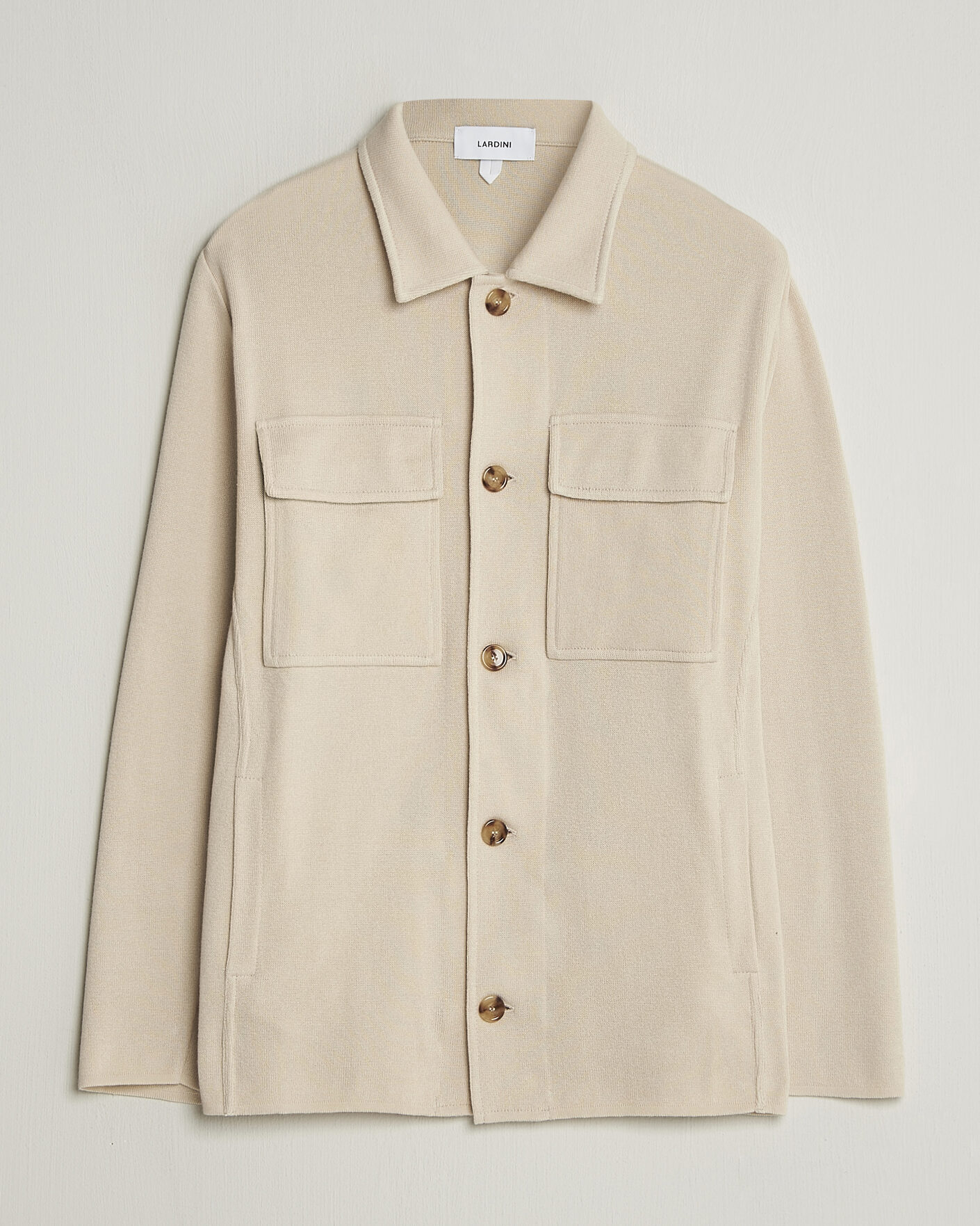 Heren | Jassen | Lardini | Knitted Cotton Pocket Shirt Jacket Beige
