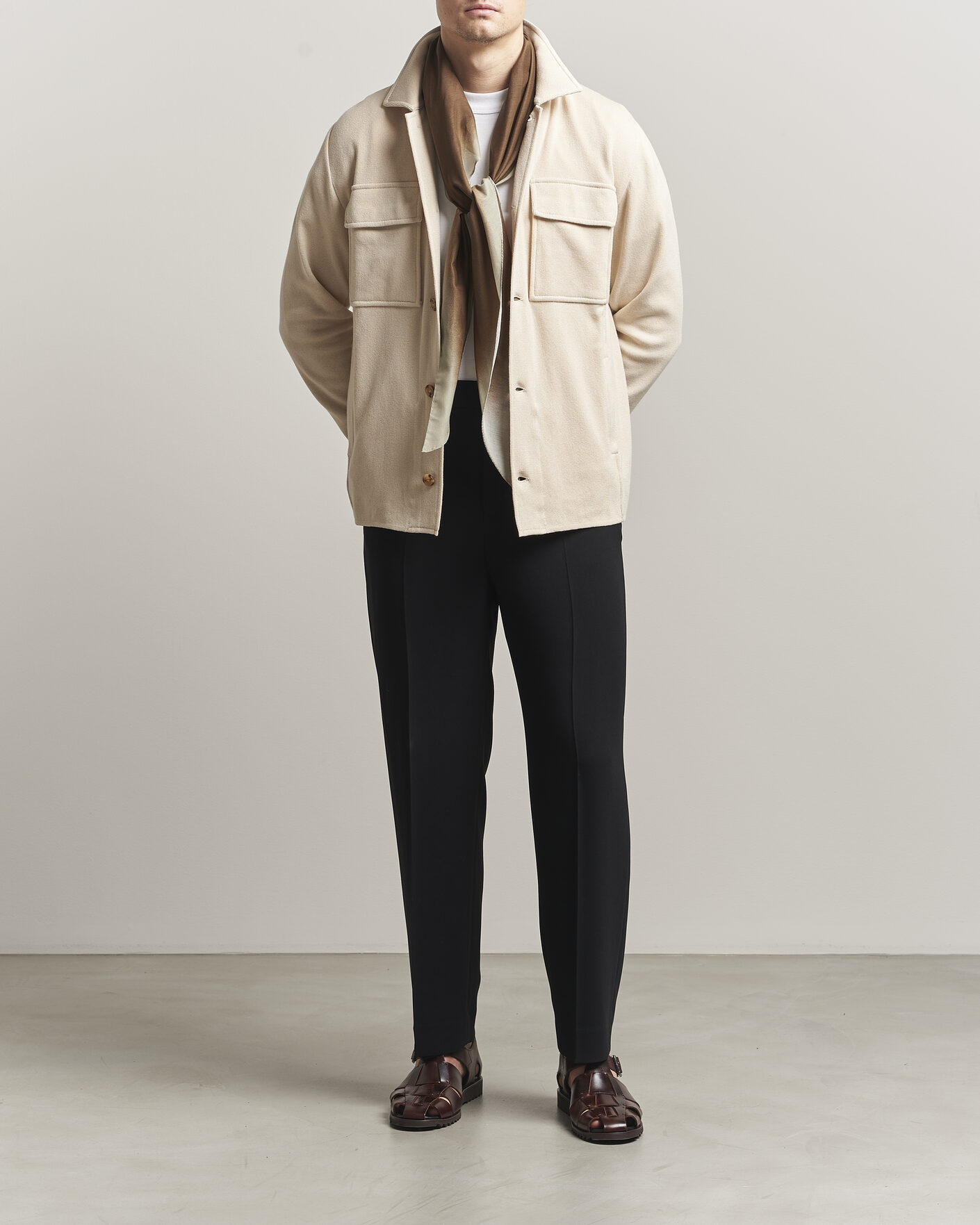 Heren | Blazers | Lardini | Knitted Cotton Pocket Shirt Jacket Beige