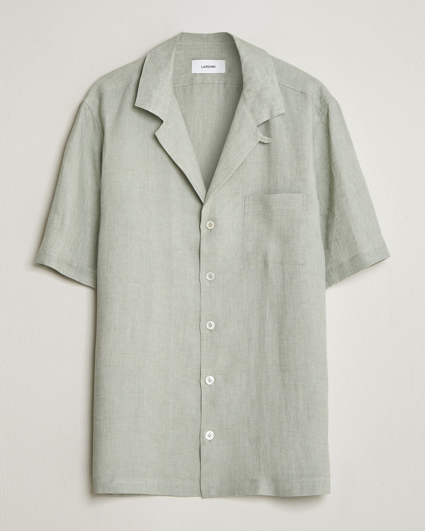 Homme | Chemises | Lardini | Klop Short Sleeve Linen Resort Shirt Light Green