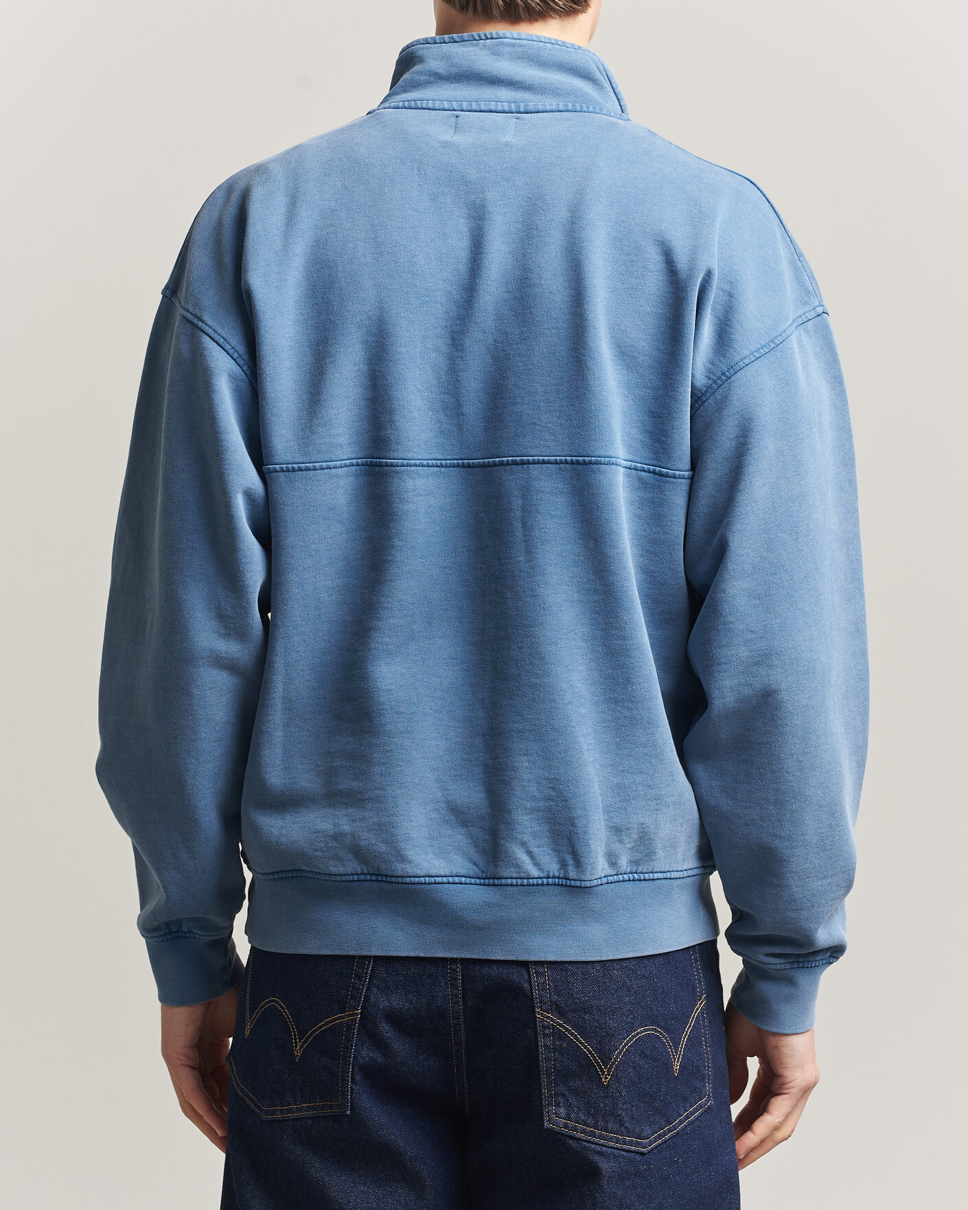 Heren | Truien | Colorful Standard | Classic Organic Half-Zip Faded Indigo