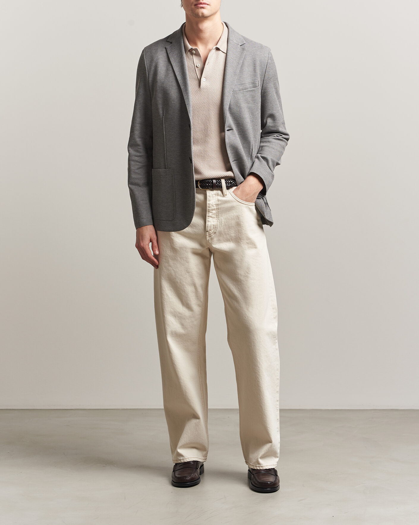 Homme | Blazers | Harris Wharf London | Loro Piana Honey Comb Blazer Light Grey