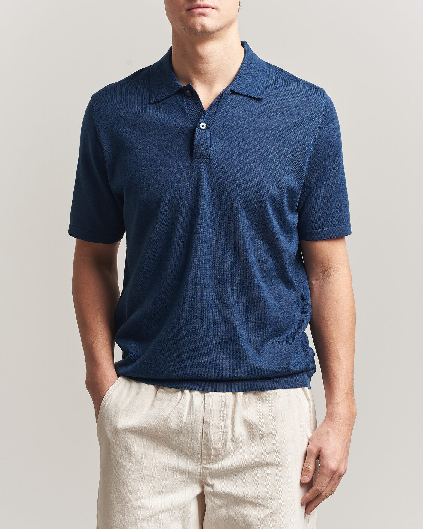 Homme | Polos | Samsøe Samsøe | Rowan Knitted Polo Insignia Blue