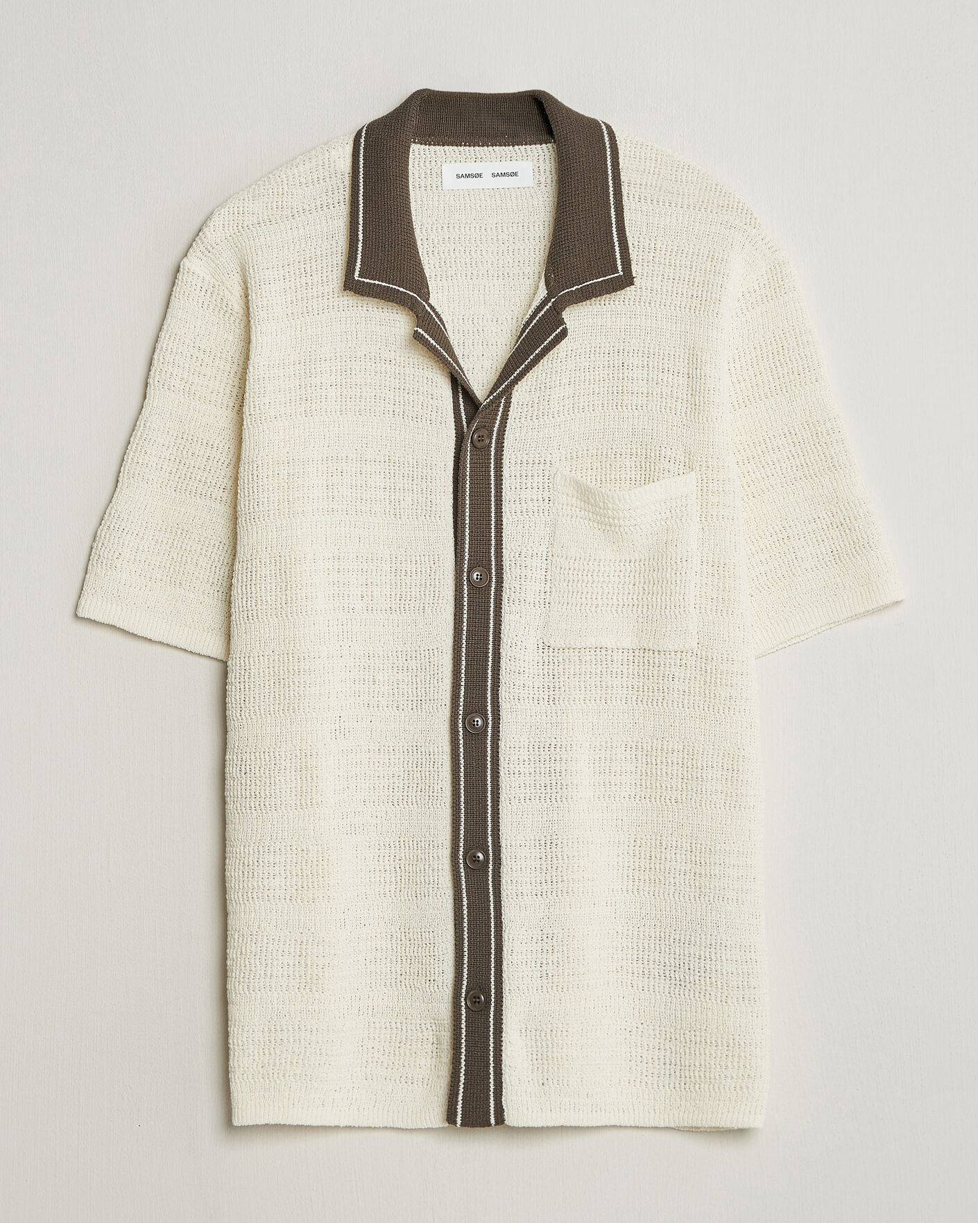 Homme | Chemises | Samsøe Samsøe | Percy Knitted Short Sleeve Shirt Clear Cream