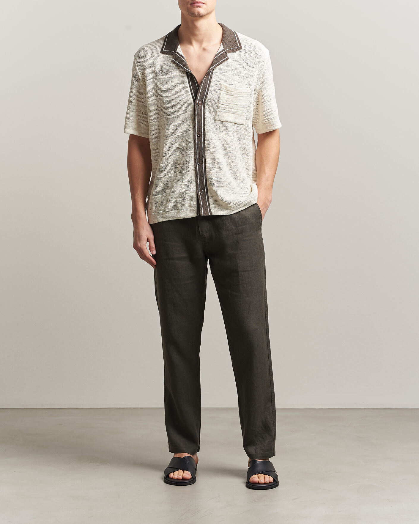 Homme | Chemises | Samsøe Samsøe | Percy Knitted Short Sleeve Shirt Clear Cream