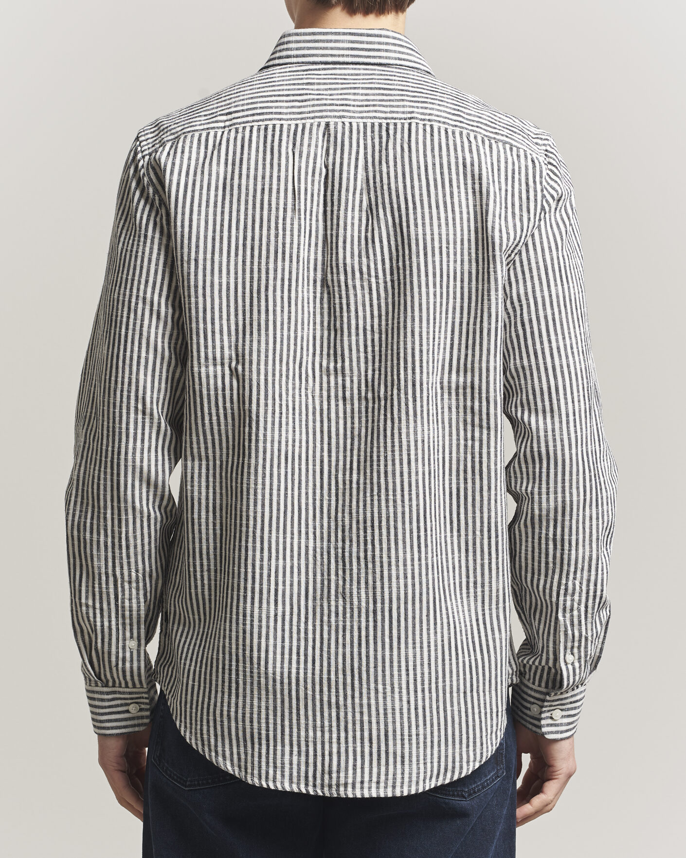 Homme | Chemises | Samsøe Samsøe | Liam Cotton/Linen Striped Shirt Salute Navy