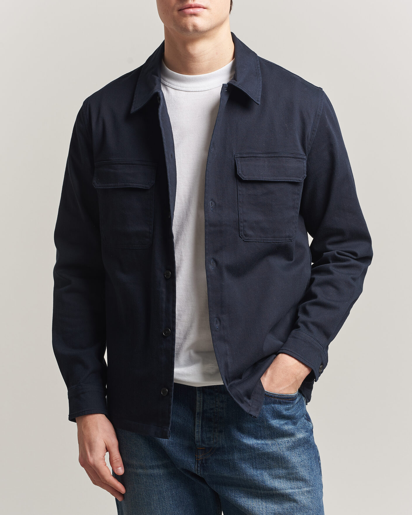 Heren | Overhemden | Samsøe Samsøe | Taka Cotton Overshirt Salute Navy