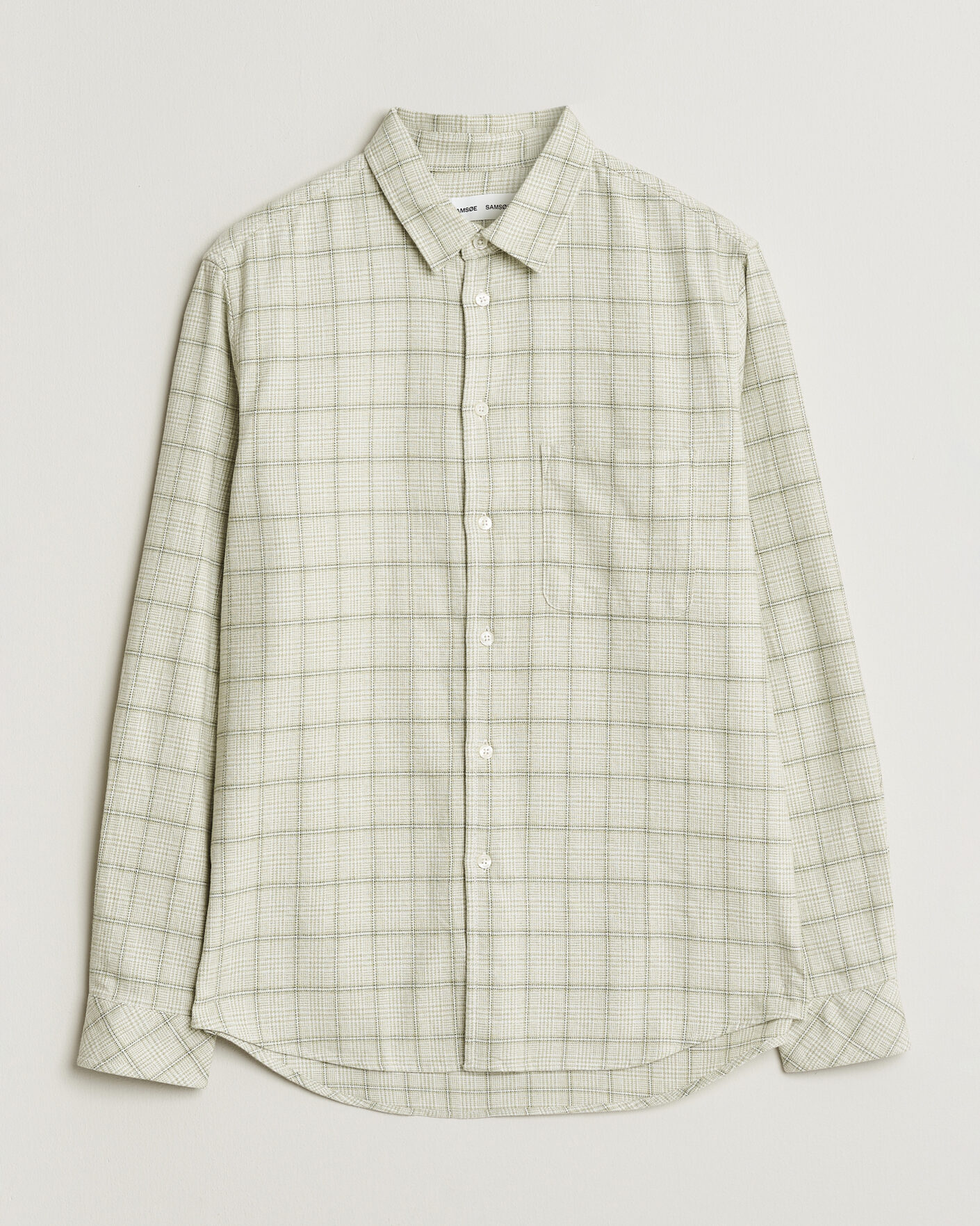 Homme | Chemises | Samsøe Samsøe | Liam Checked Cotton Shirt Off White