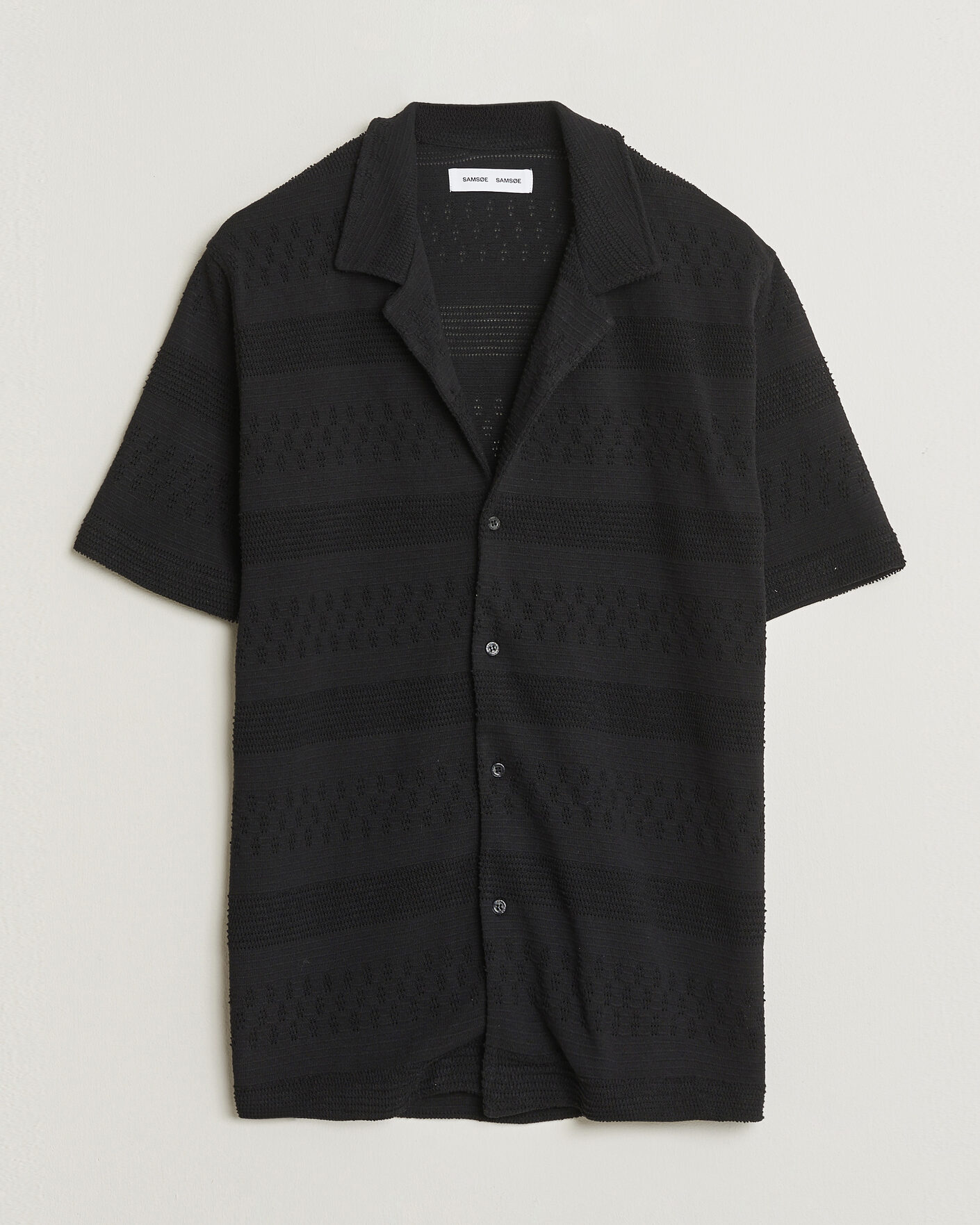 Heren | Overhemden | Samsøe Samsøe | Martin Knitted Short Sleeve Shirt Black