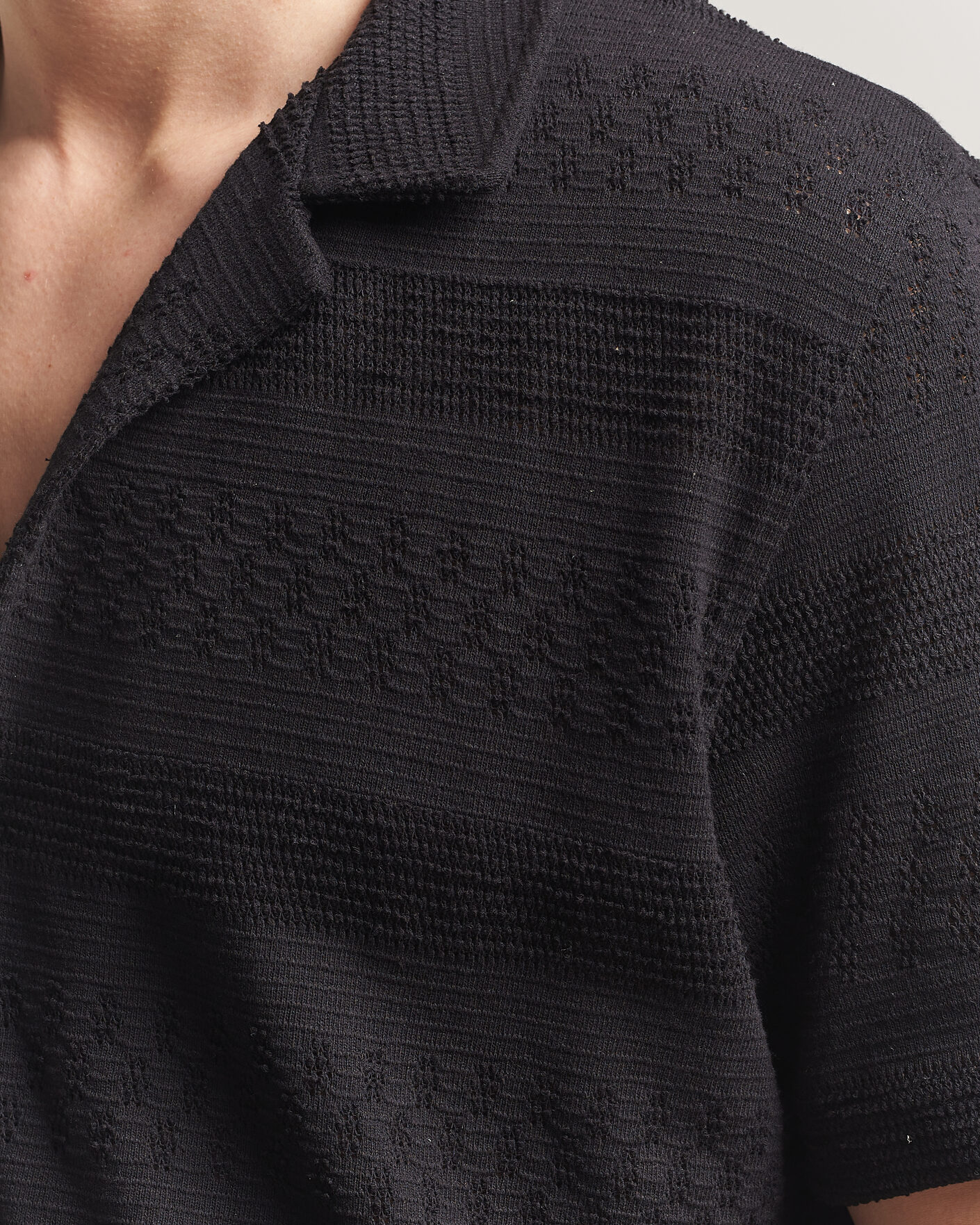 Heren | Overhemden | Samsøe Samsøe | Martin Knitted Short Sleeve Shirt Black