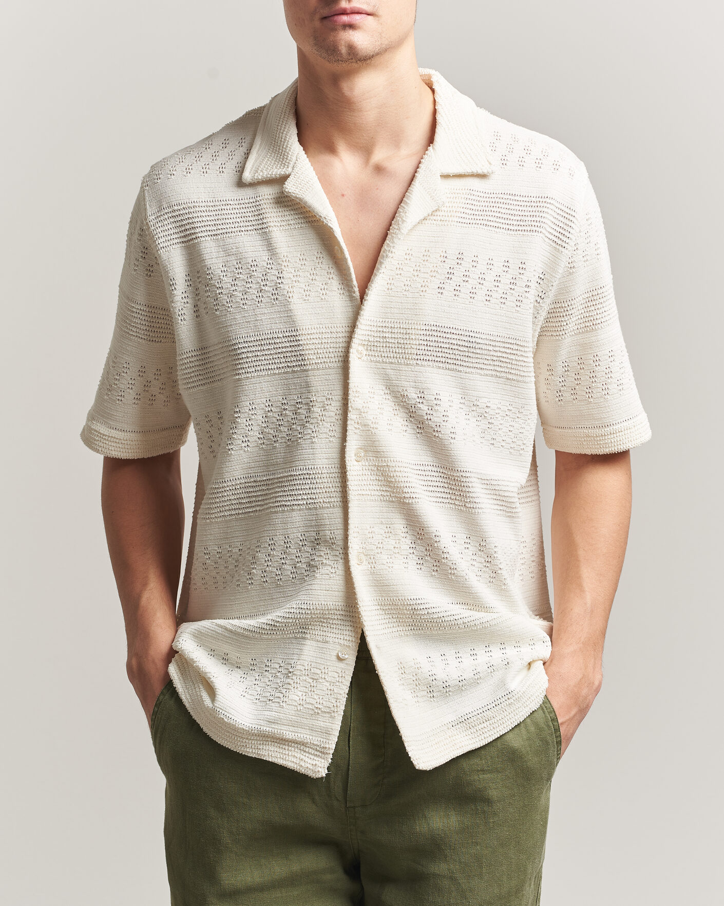 Heren | Overhemden | Samsøe Samsøe | Martin Knitted Short Sleeve Shirt Clear Cream
