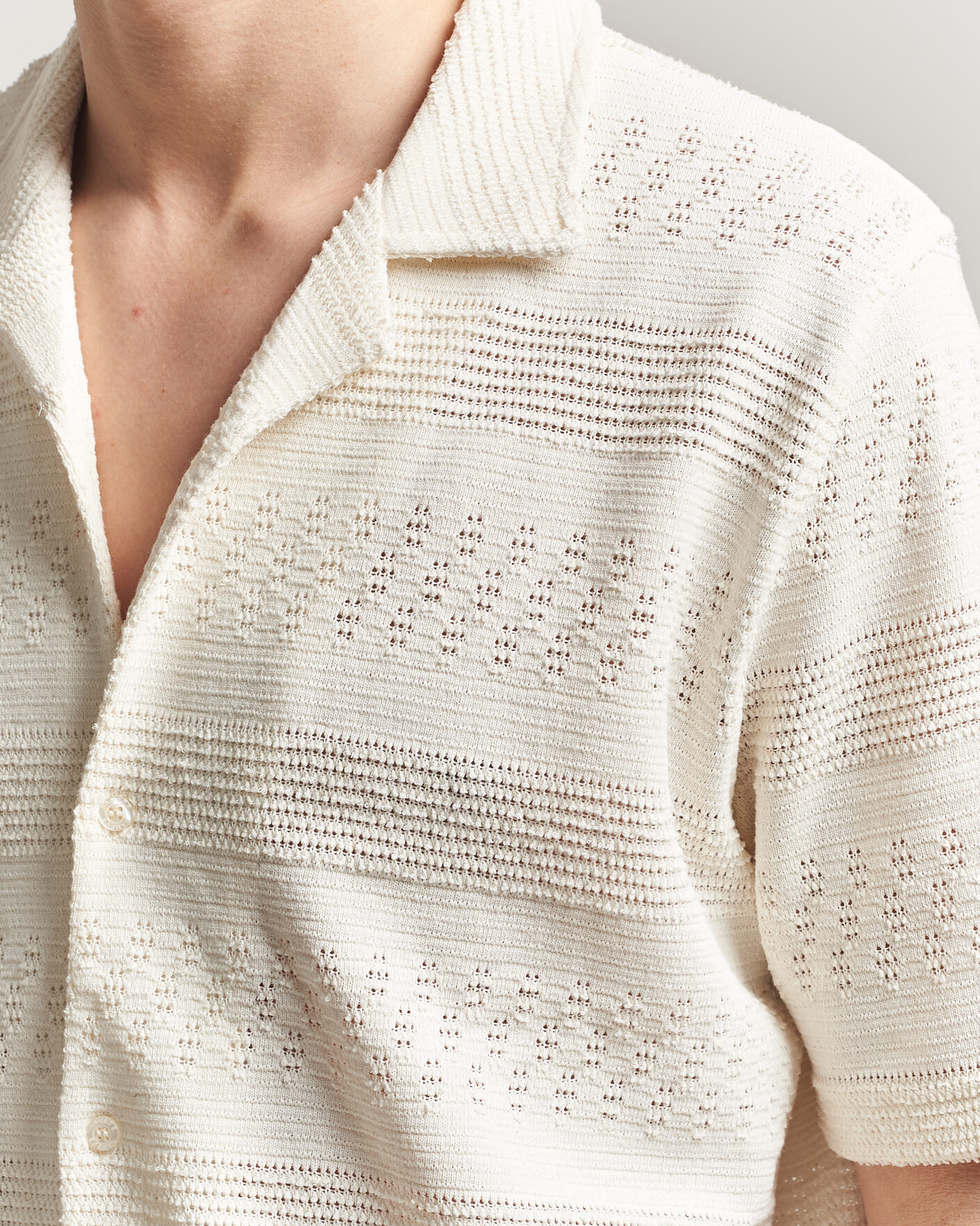 Homme | Chemises | Samsøe Samsøe | Martin Knitted Short Sleeve Shirt Clear Cream