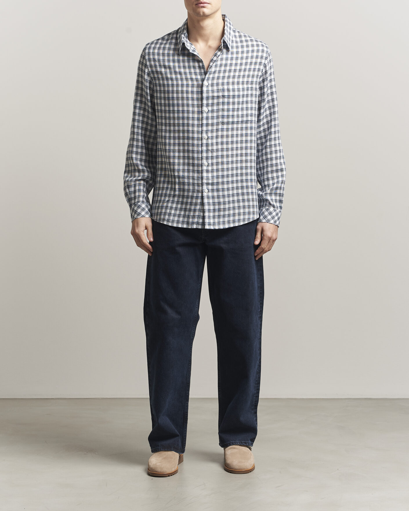Homme | Chemises | Samsøe Samsøe | Ryan Tencel Checked Shirt Blue