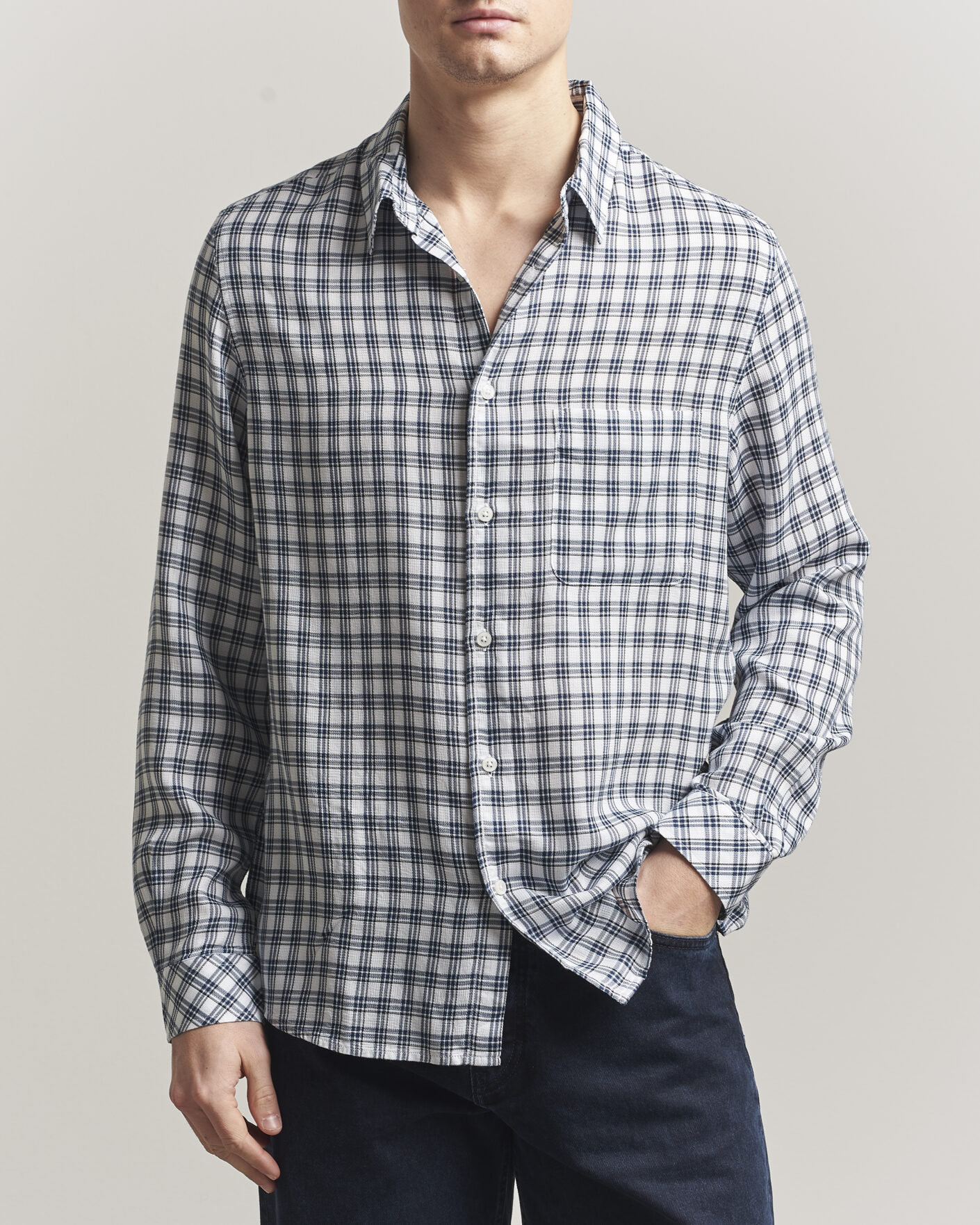 Homme | Chemises | Samsøe Samsøe | Ryan Tencel Checked Shirt Blue