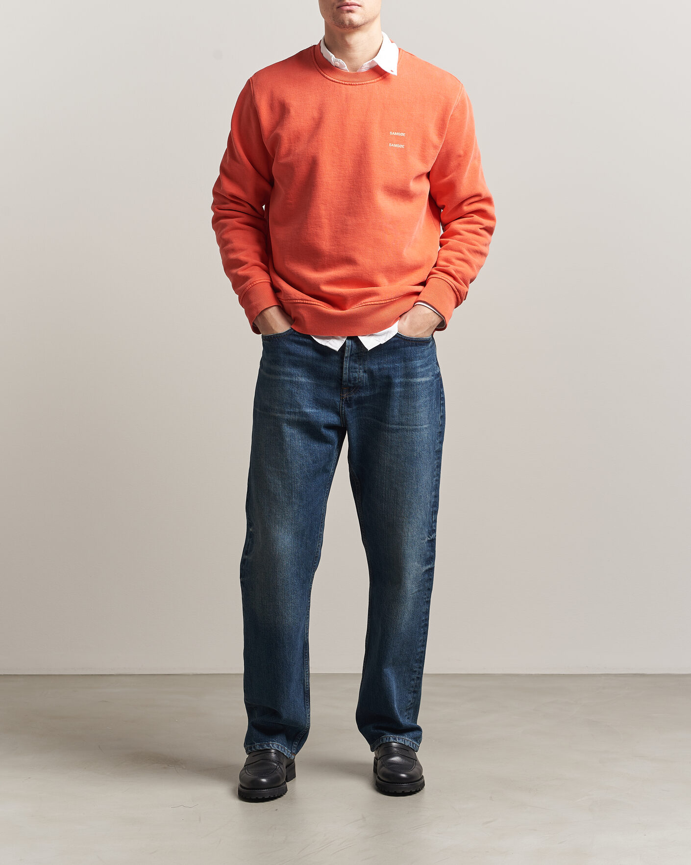 Heren | Truien | Samsøe Samsøe | Joel Washed Organic Cotton Sweatshirt Aurora Red