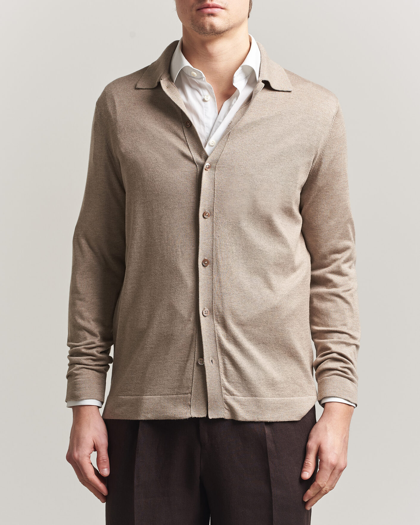 Homme | Pulls Et Tricots | Stenströms | Silk/Cashmere Cardigan Taupe