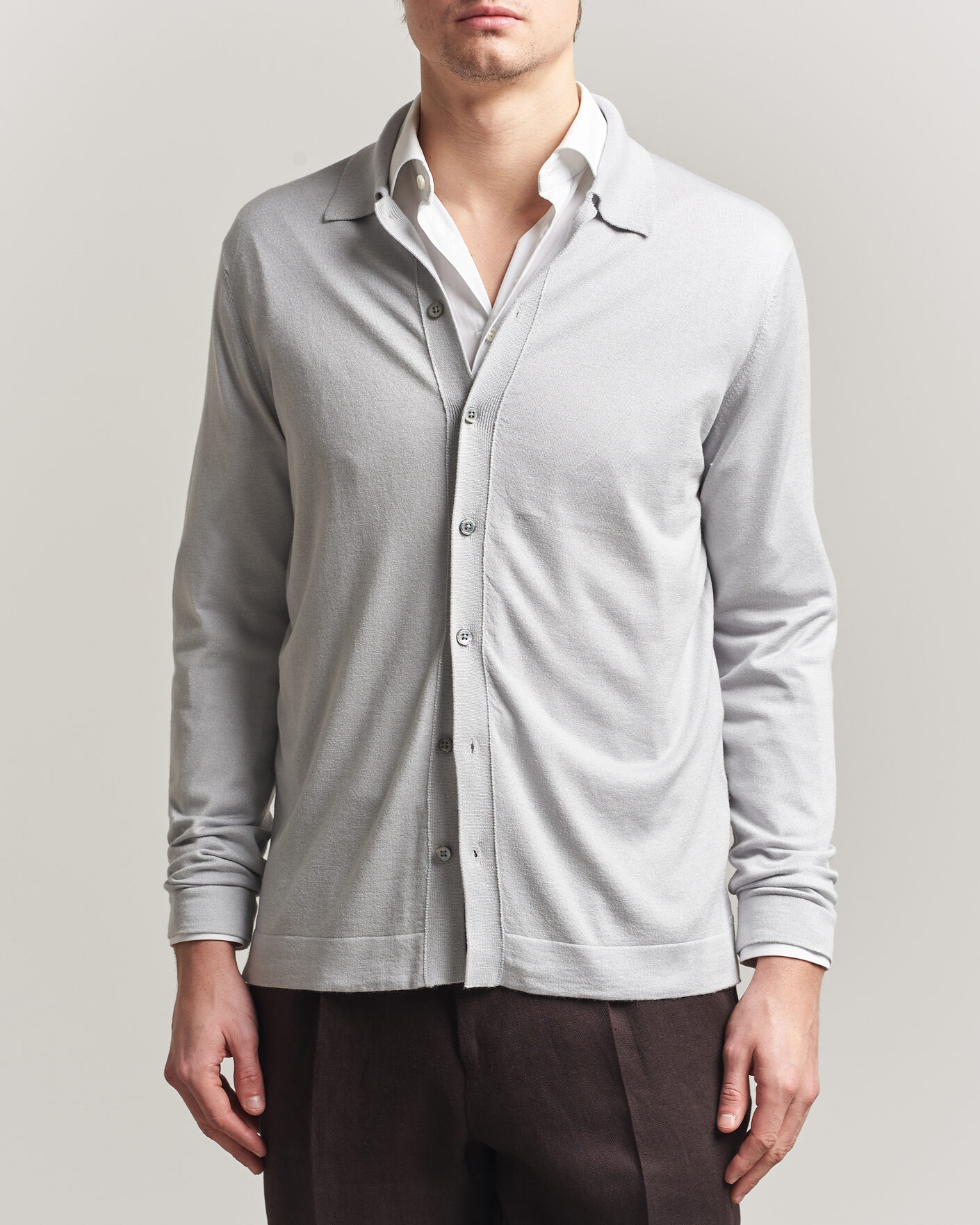 Homme | Pulls Et Tricots | Stenströms | Silk/Cashmere Cardigan Light Grey