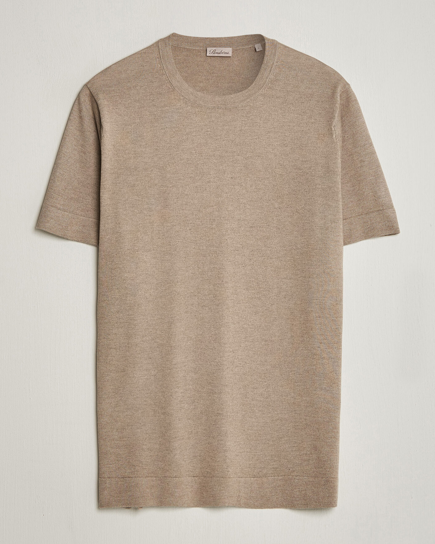 Homme | T-shirts | Stenströms | Silk/Cashmere T-Shirt Taupe