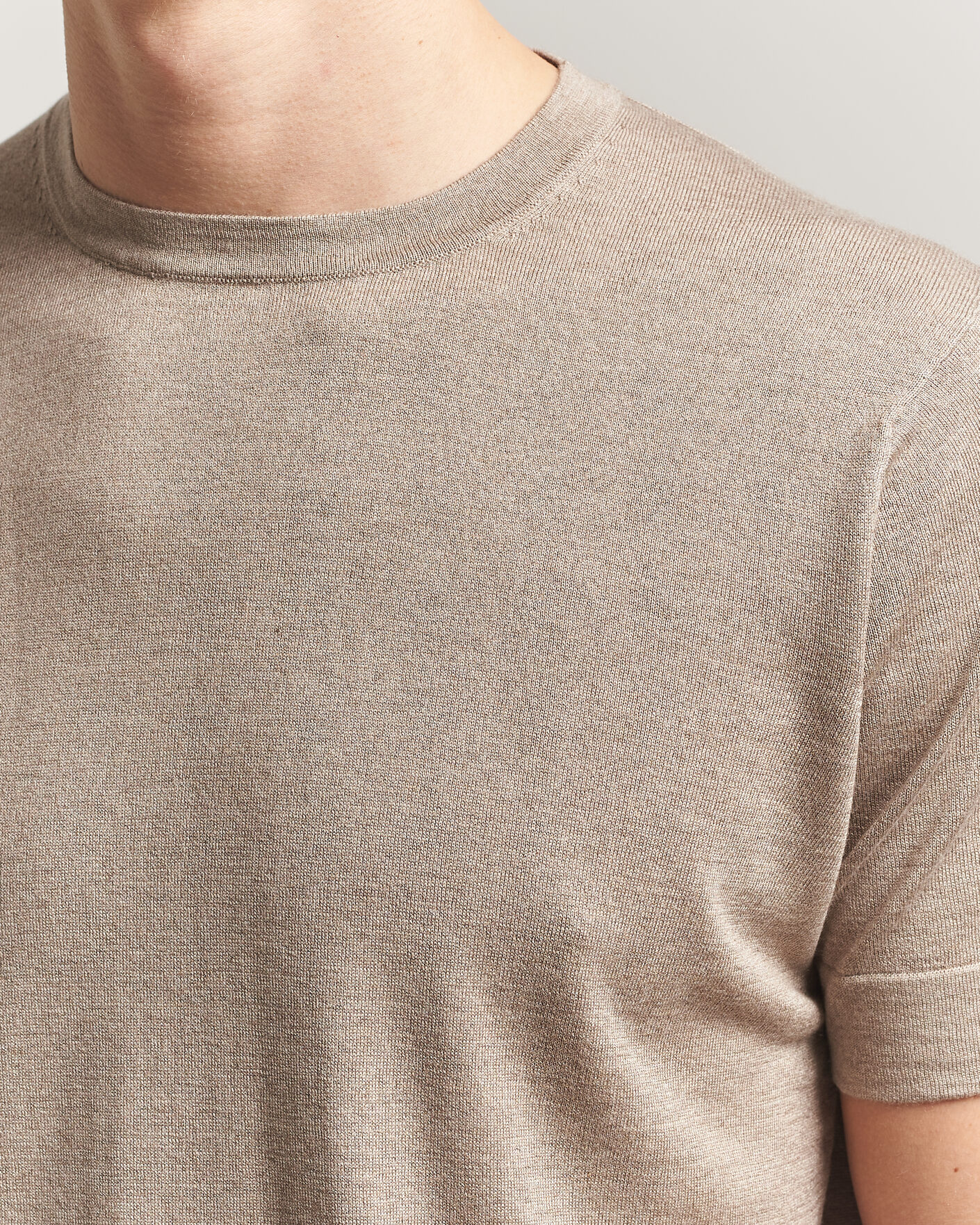 Homme | T-shirts | Stenströms | Silk/Cashmere T-Shirt Taupe