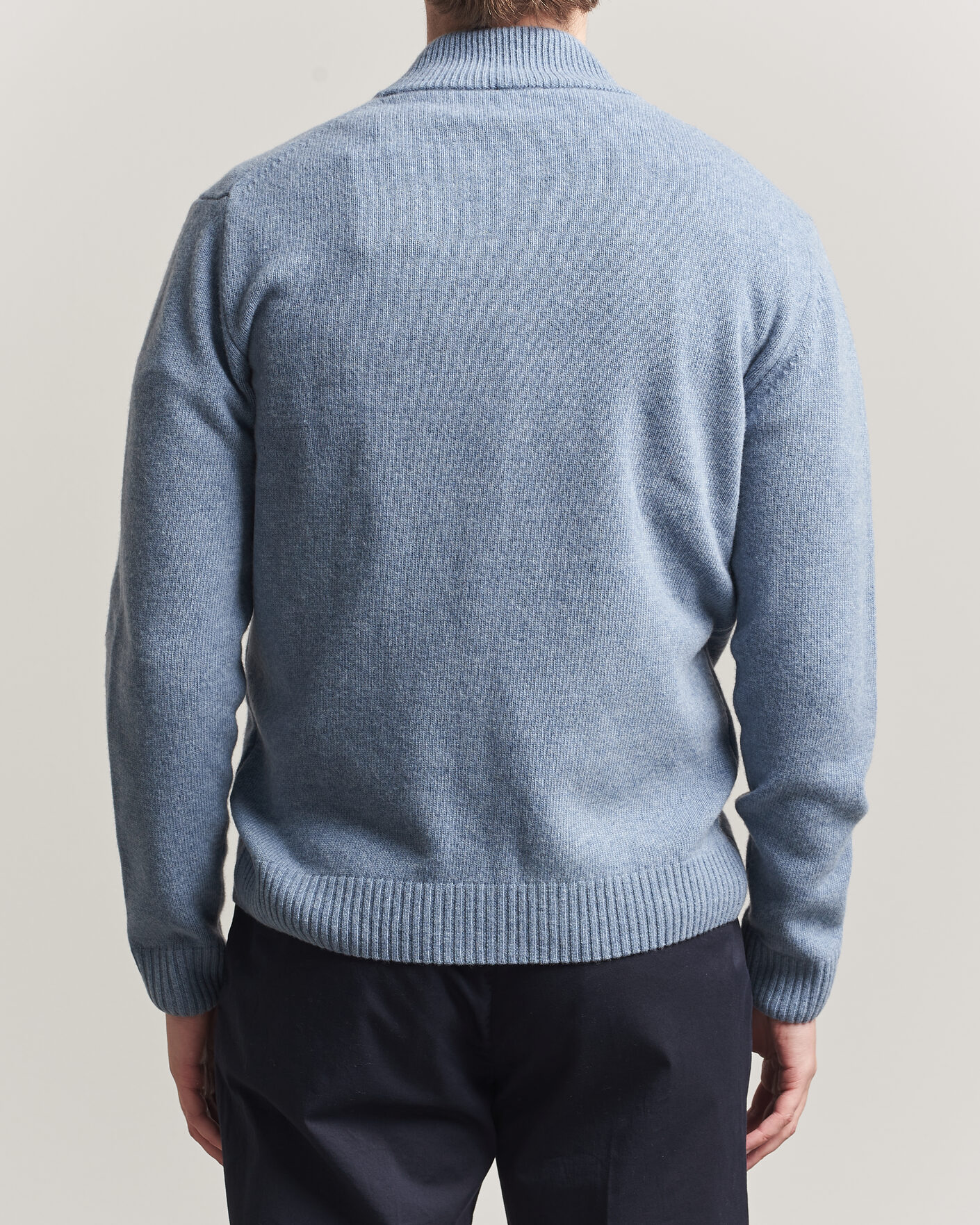 Heren | Truien | Stenströms | Brushed Merino Full Zip Light Blue