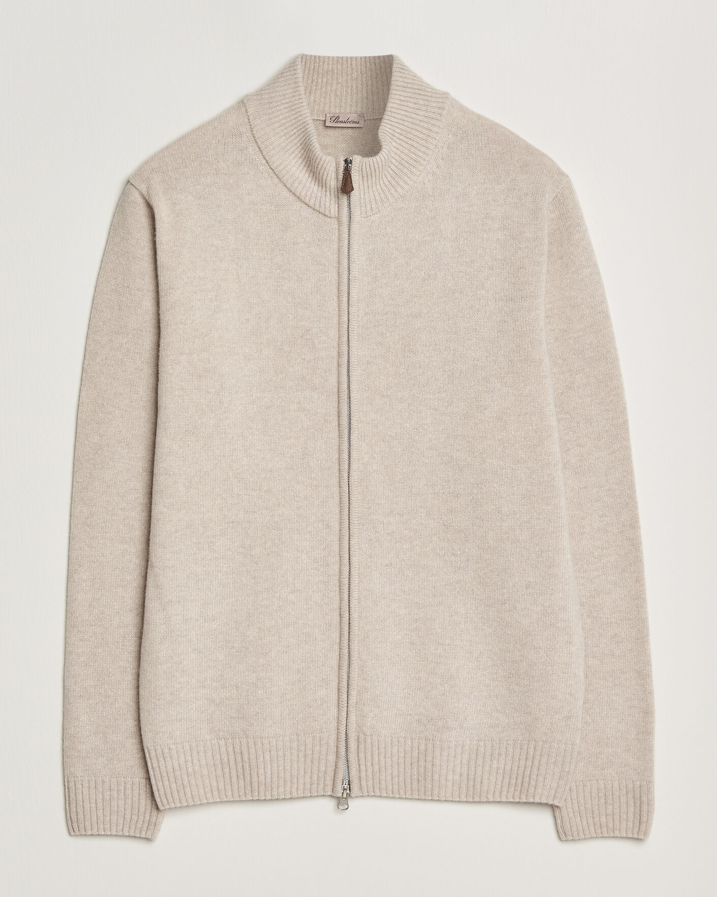 Heren | Truien | Stenströms | Brushed Merino Full Zip Beige